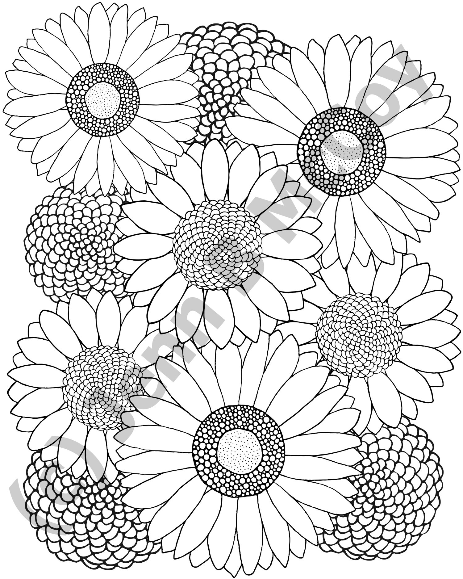 Flower Patterns Coloring Sheets for all ages - All 4 Sets - Payhip