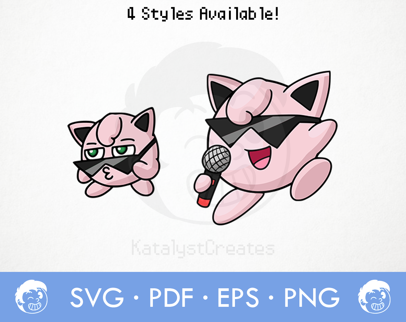 Mew and Jigglypuff SVG & PNG, Pokemon SVG - Cricut cut file