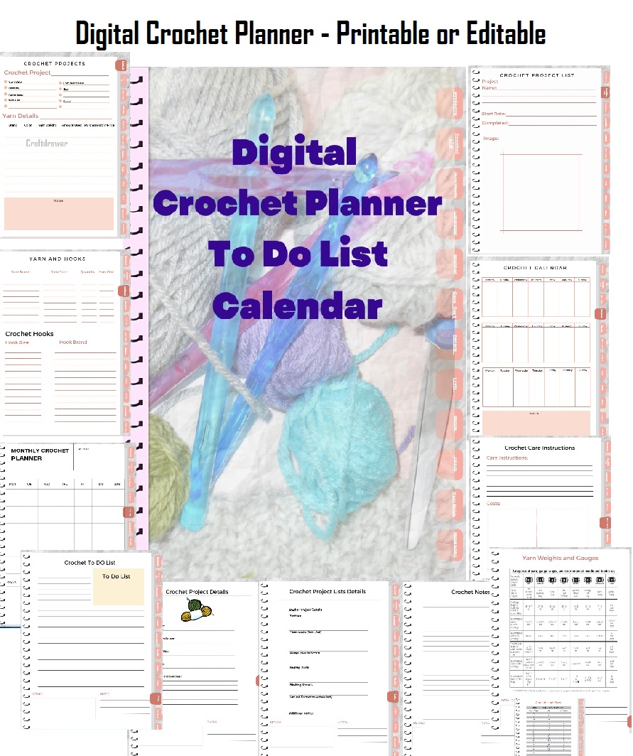 PRINTABLE Crochet Journal PDF, Instant Download