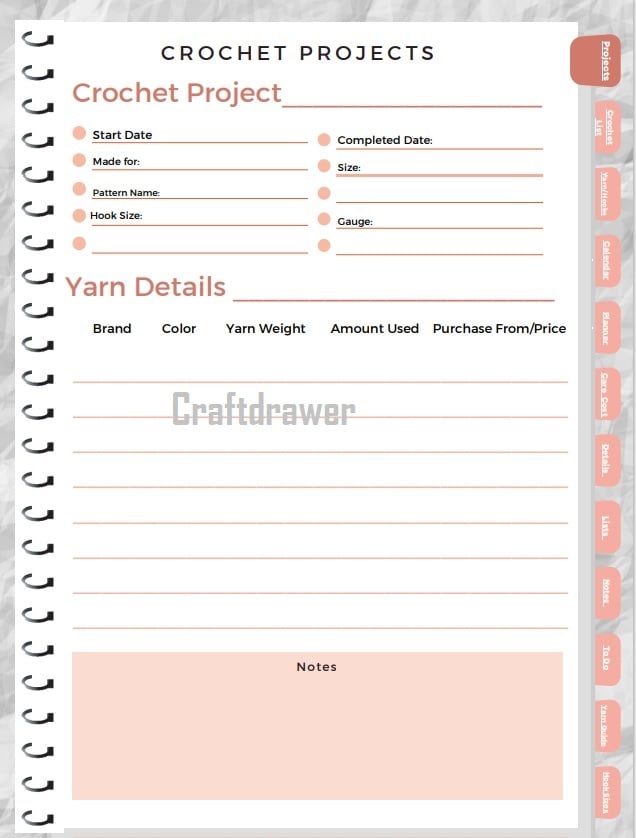 PRINTABLE Crochet Journal PDF, Instant Download 