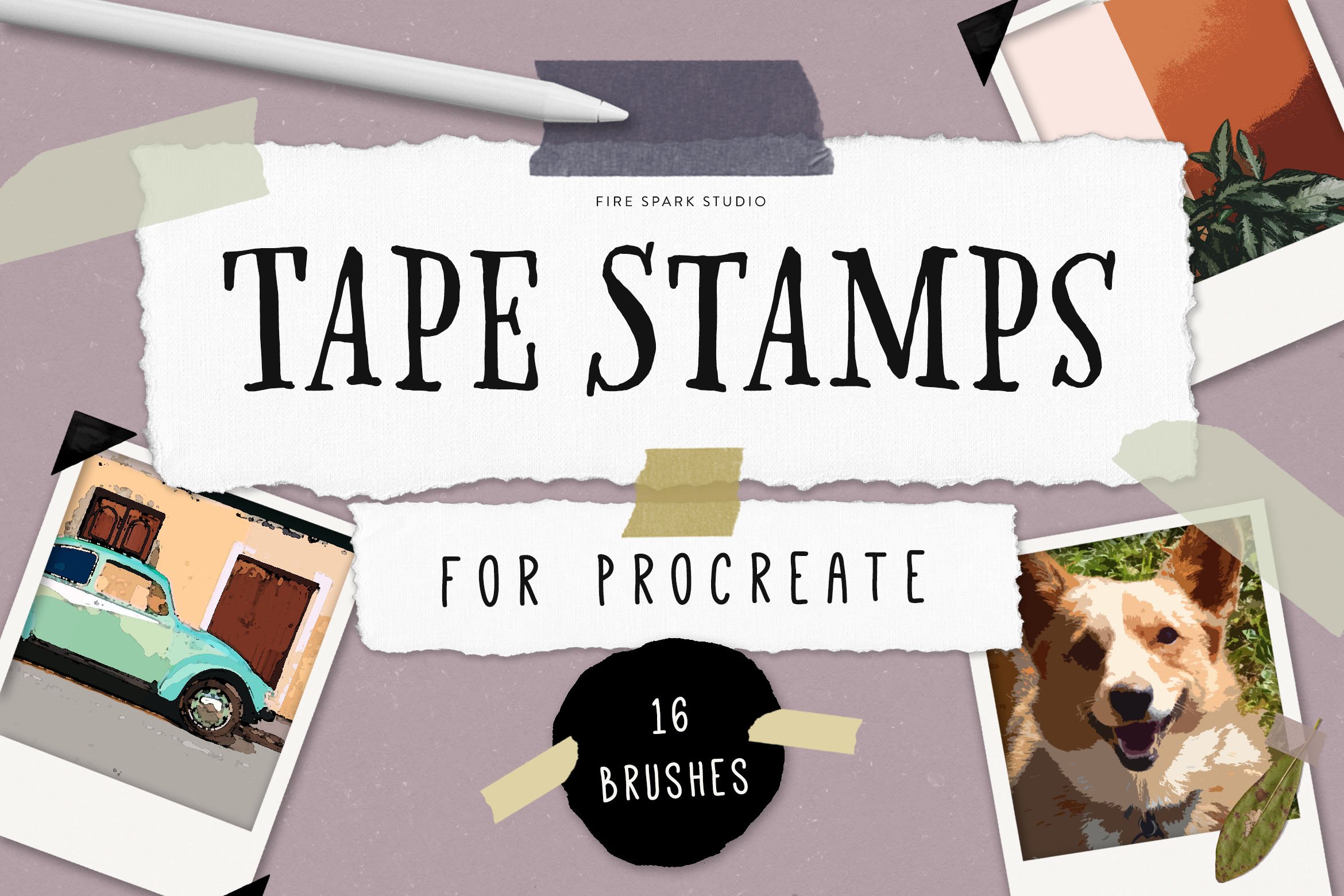 Washi tape Procreate stamps. Digital scrapbooking Procreate stamps