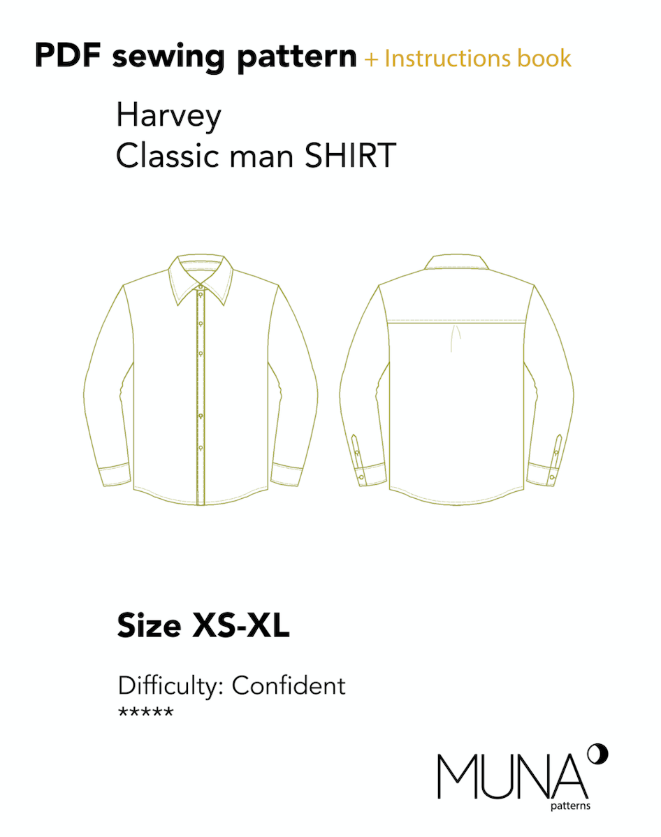 Man shirt pattern, Size XS - XL, Formats A4 A0 US Letter, Shirt pattern men,  Shirt pattern, Sewing pattern for men, Men patterns, Sewing pattern men -  HARVEY