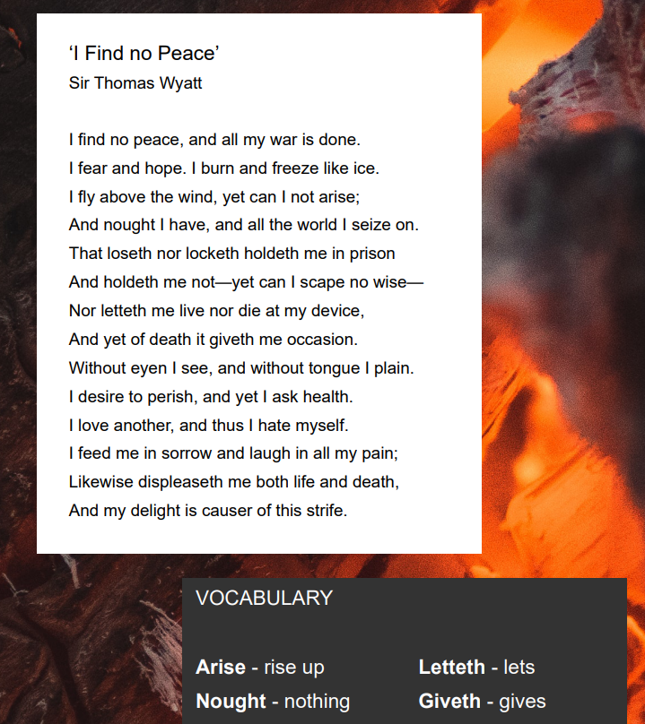 I Find No Peace Poem by Sir Thomas Wyatt