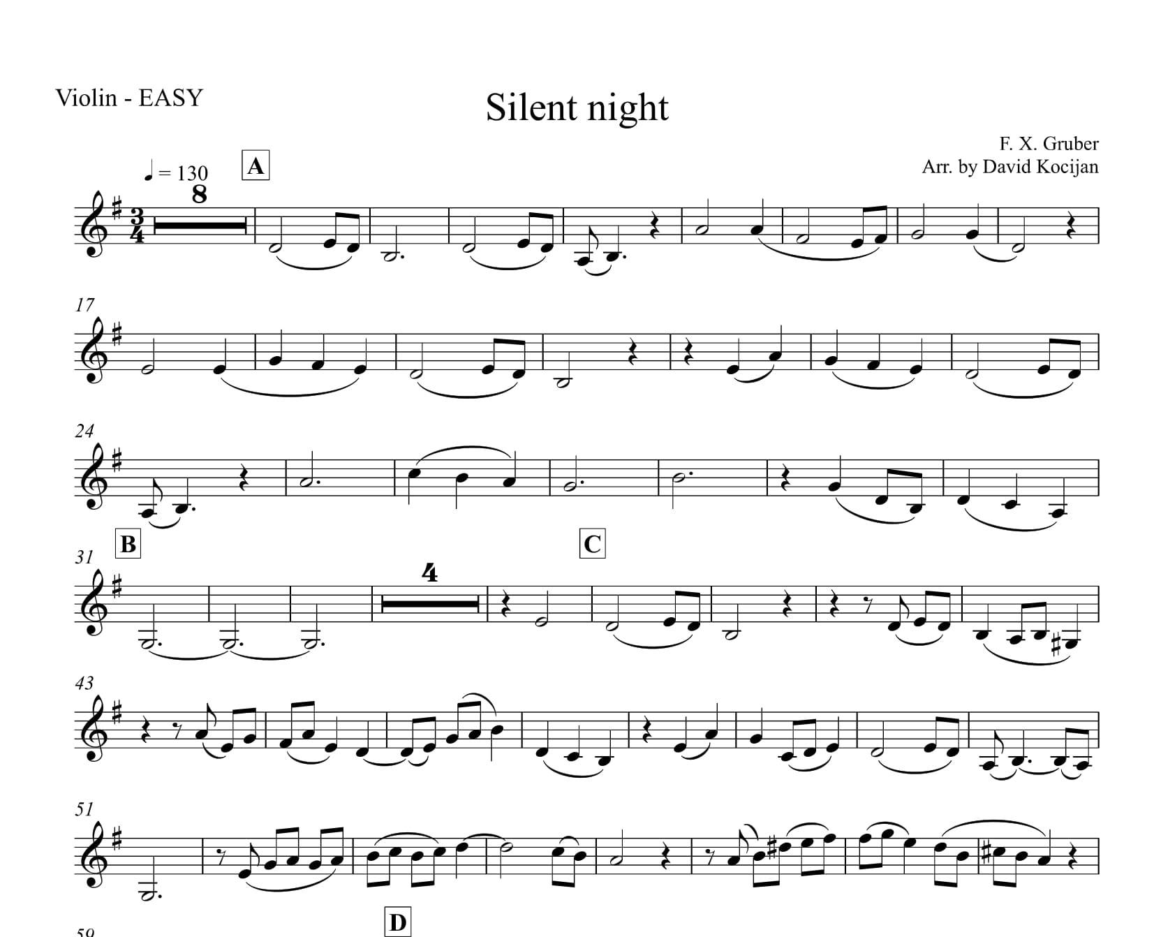 silent night violin sheet music