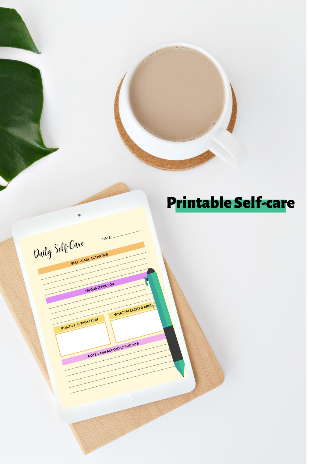 Printable Daily No-Date Plan: Hopefully, the printable bundle will help you list your self-care tasks, track your progress, and write down your goals, say thank you, and say positive affirmations every day