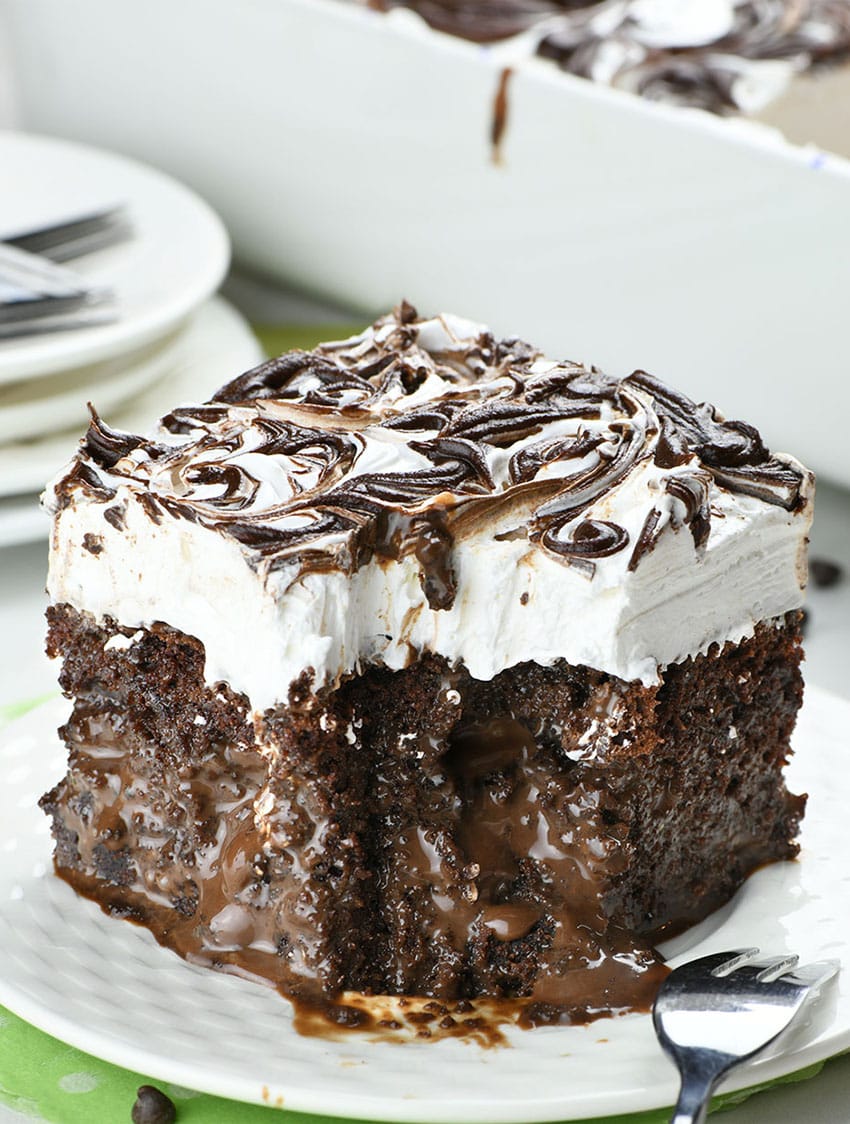 Marshmallow Chocolate Poke Cake