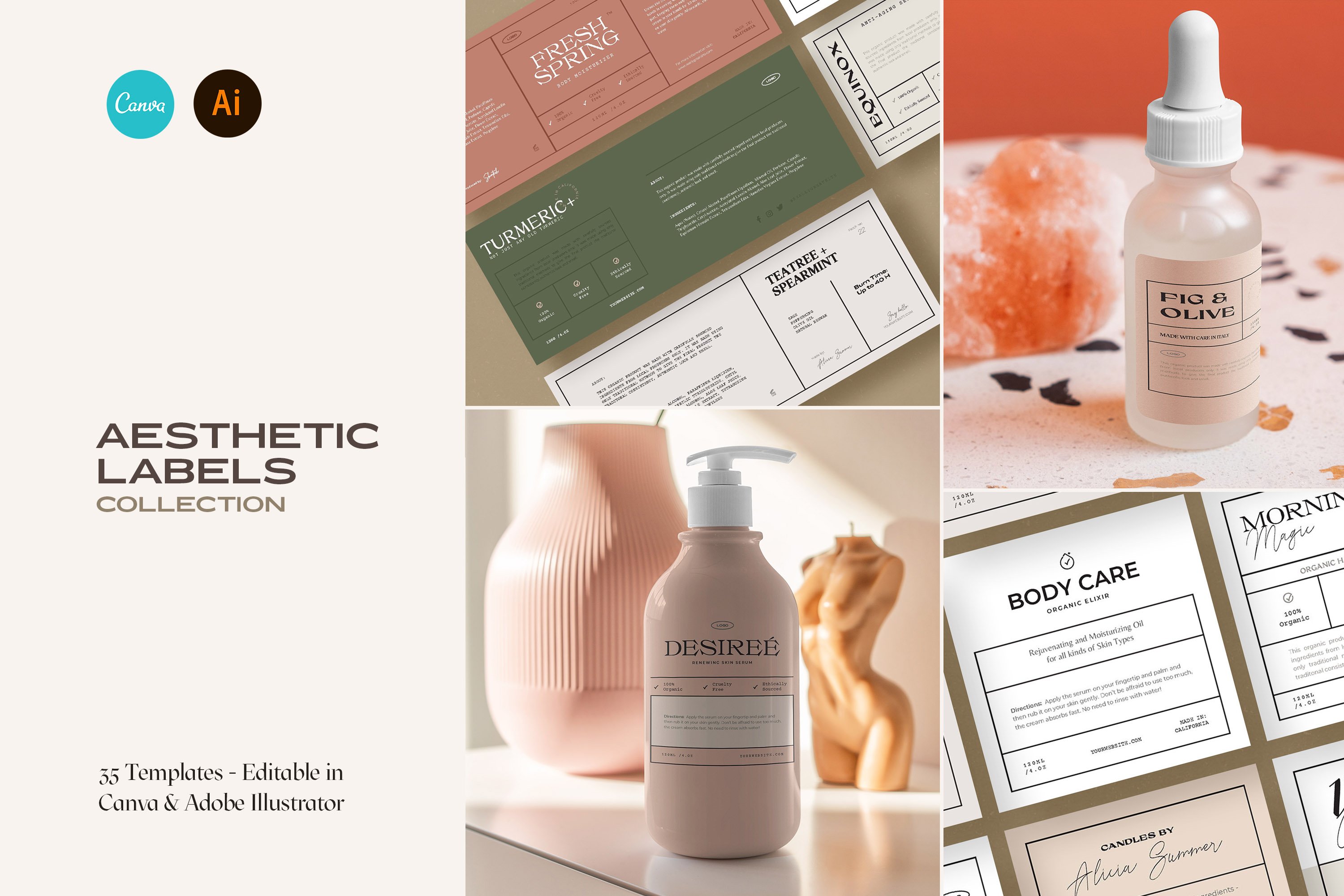 Aesthetic Label Collection for CANVA & AI