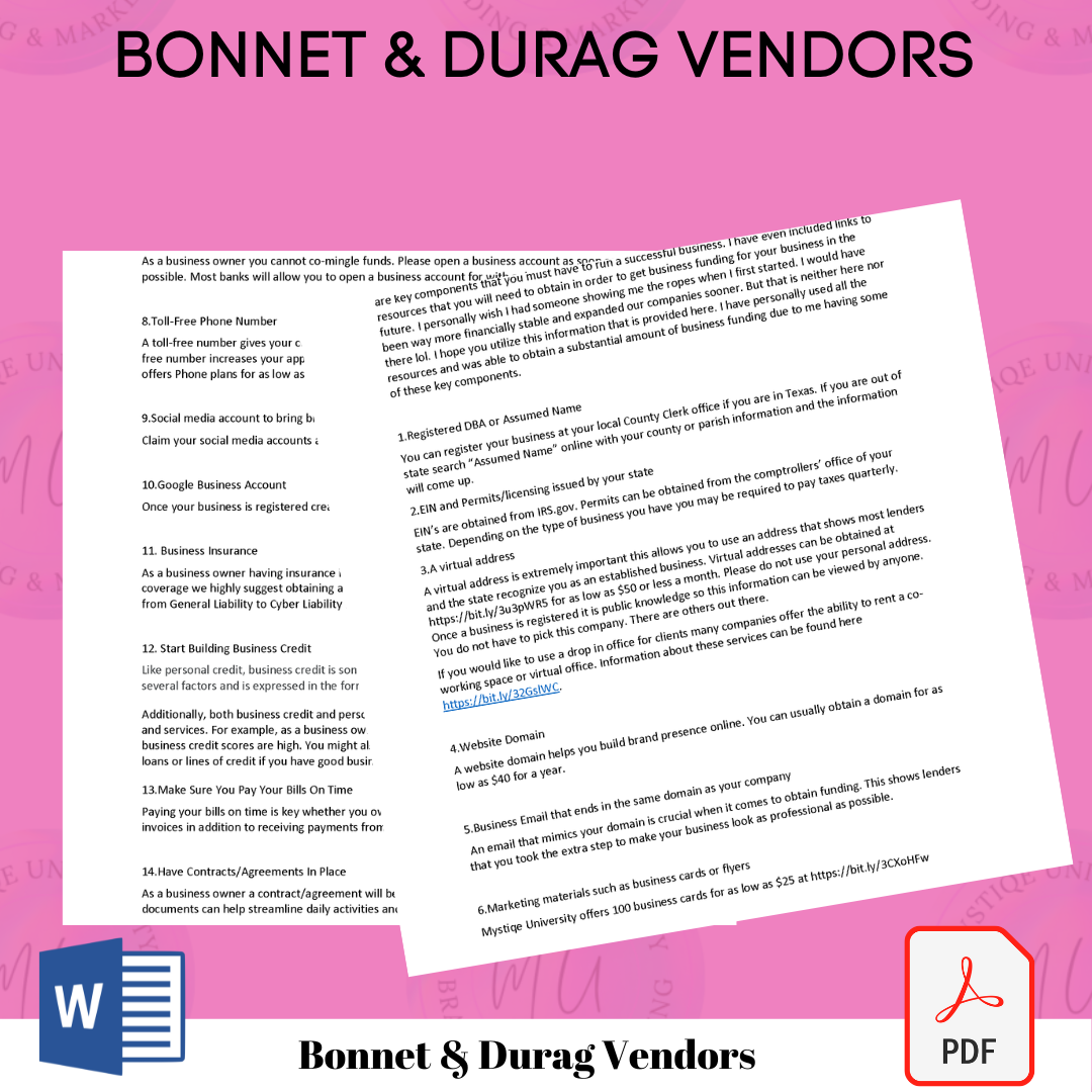 Durag + Bonnet Vendors List (Instantly Emailed) – The Ultimate Recipe