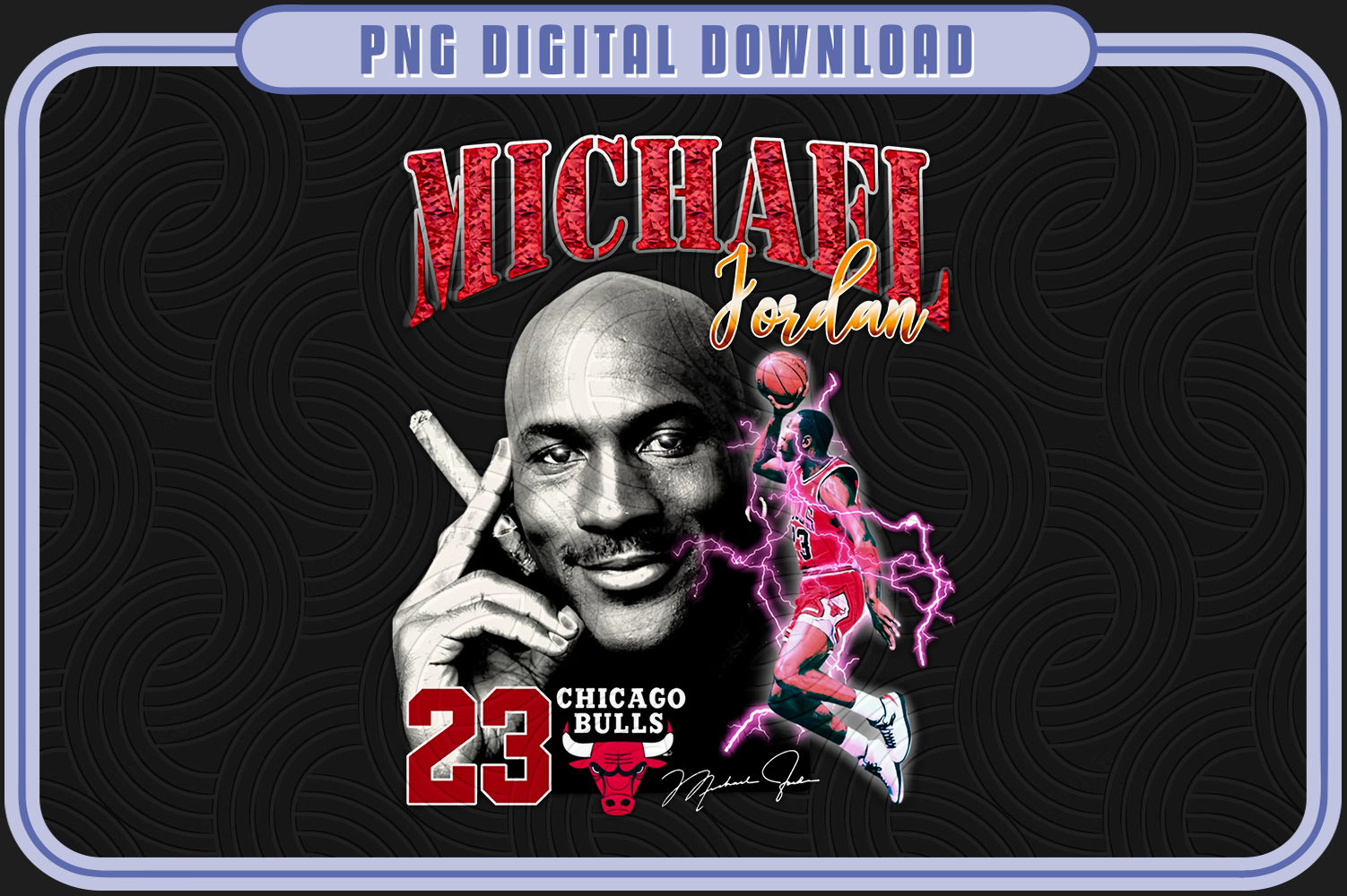 Michael Jordan 90s Bootleg T-shirt Design PNG Clear Background 