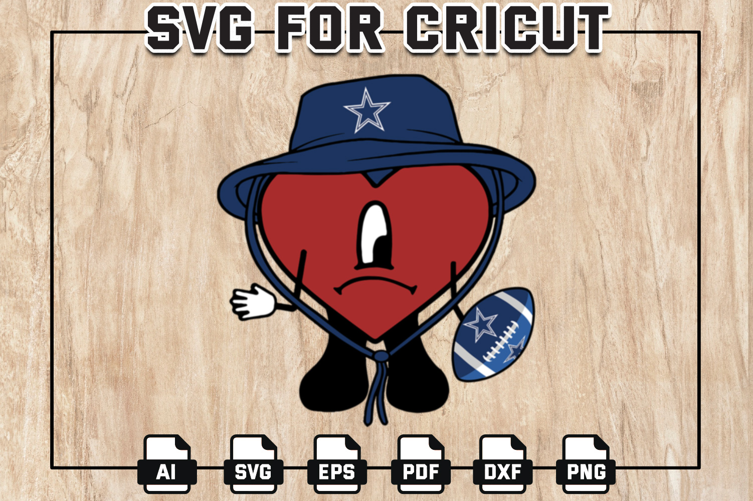 Heart Dallas Cowboys NFL Team Logo SVG File For Cricut