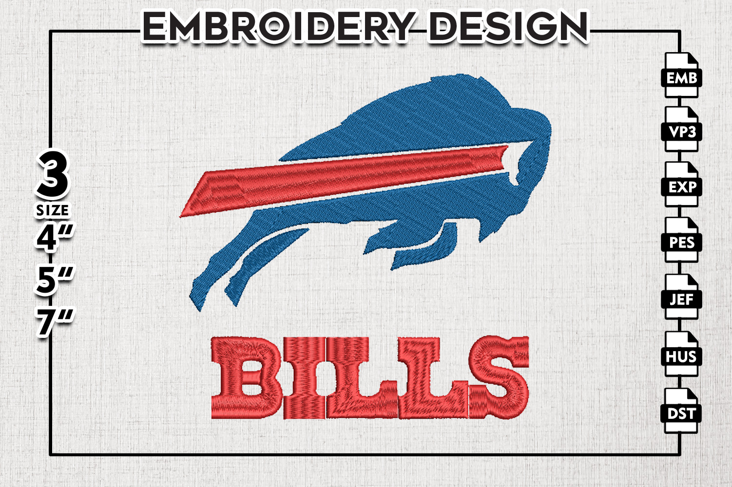 Buffalo-Bills Football Embroidery files, Bills NFL Logo Embroidery Design,  NFL Teams, Football, Digital Download