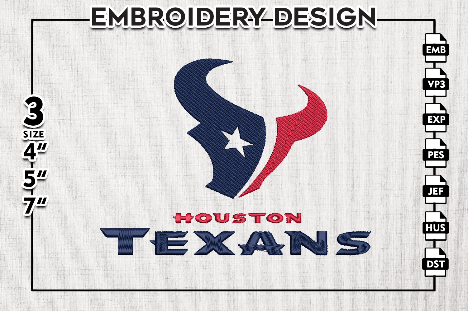 Houston-Texans Football Embroidery files, Texans NFL Logo Embroidery  Design, NFL Teams, Football, Digital Download