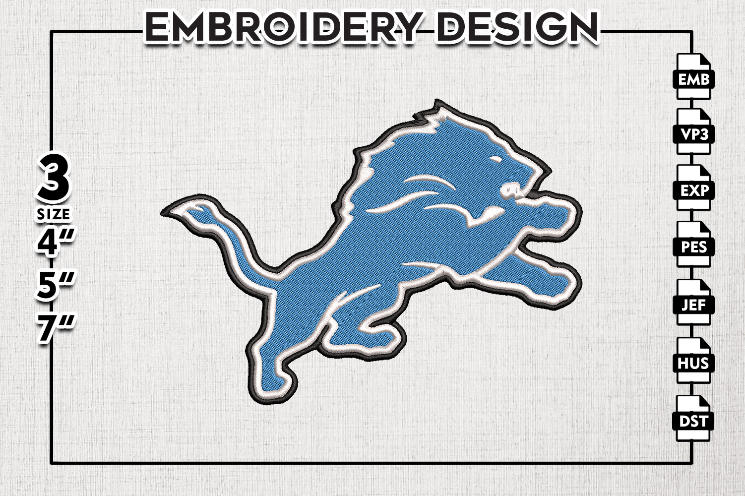 Detroit Lions logo machine embroidery design – SVG Shop