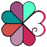 The Bain Clan Logo - a flower made up of different colour hearts