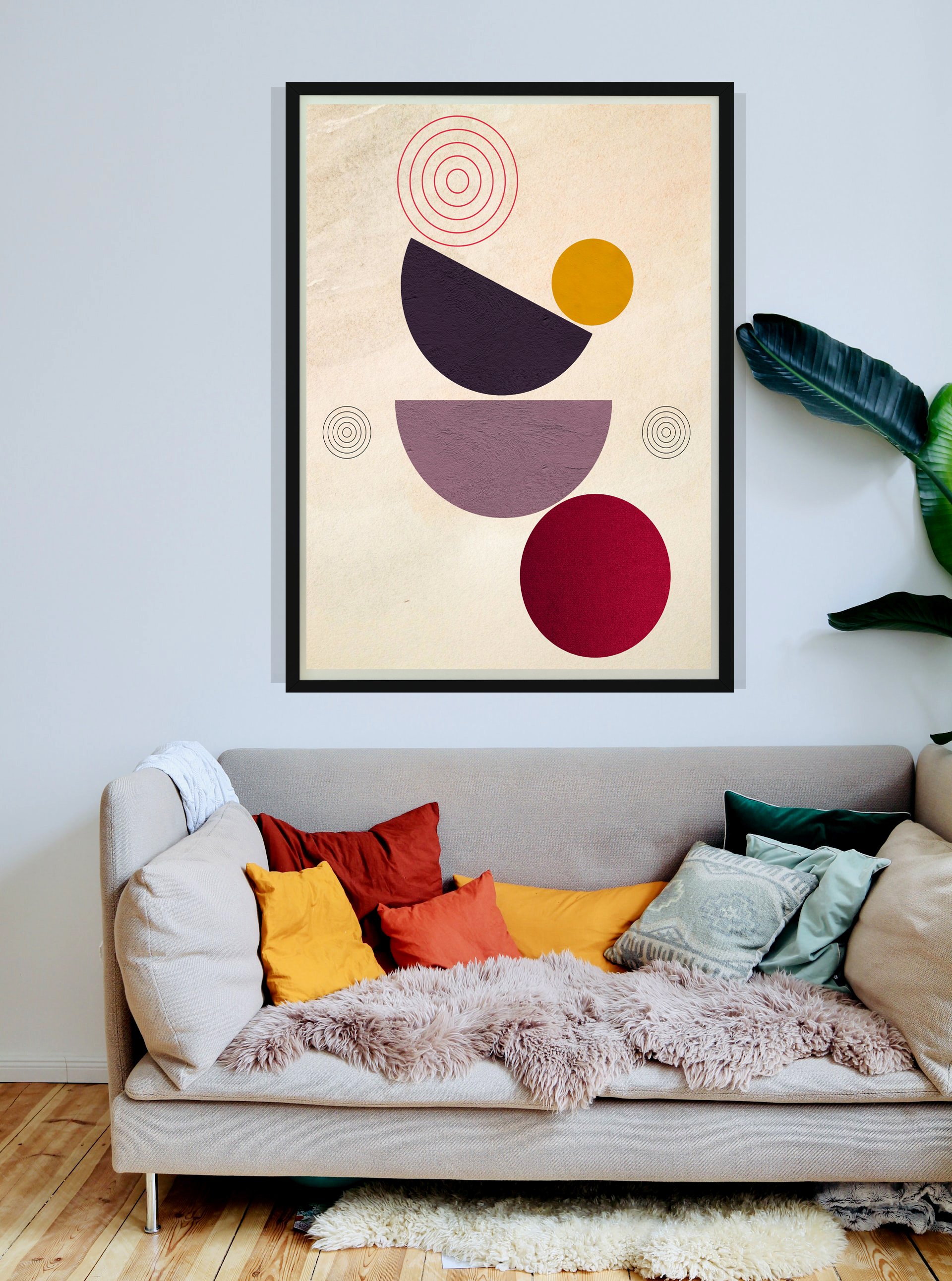 Boho Wall art, Mid century Modern Geometric shapes, Boho digital prints ...