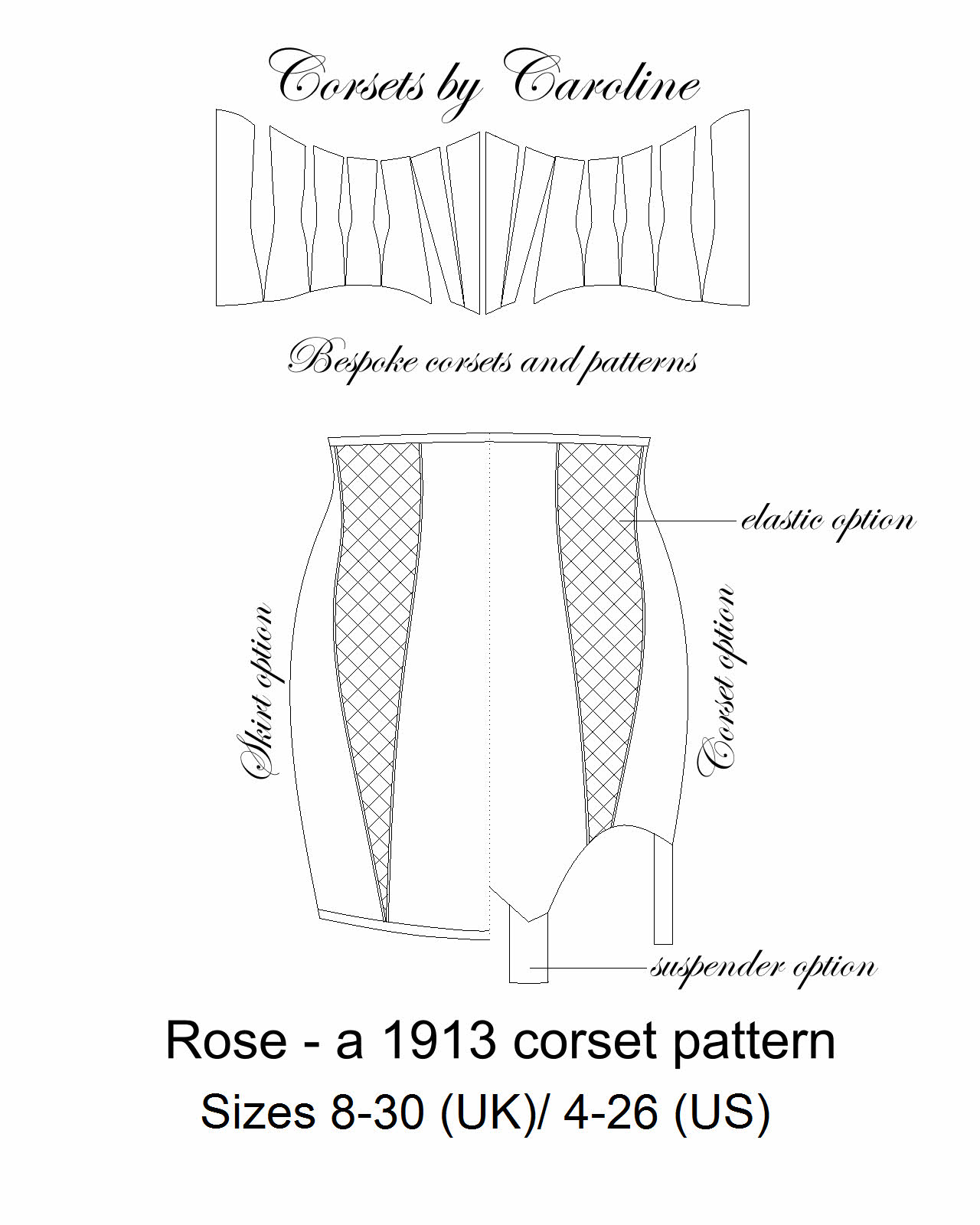 Rose - an Edwardian (1913) under-bust Corset Pattern with girdle or skirt  options - Payhip