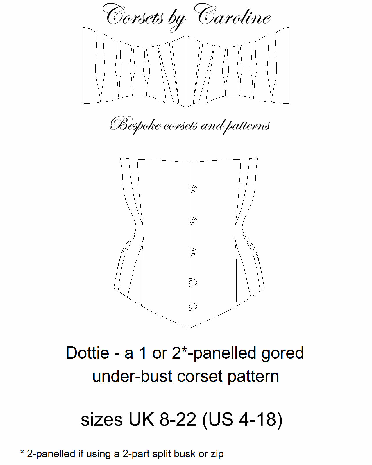 Dottie - a one panelled 'gored' Under-bust Corset Pattern