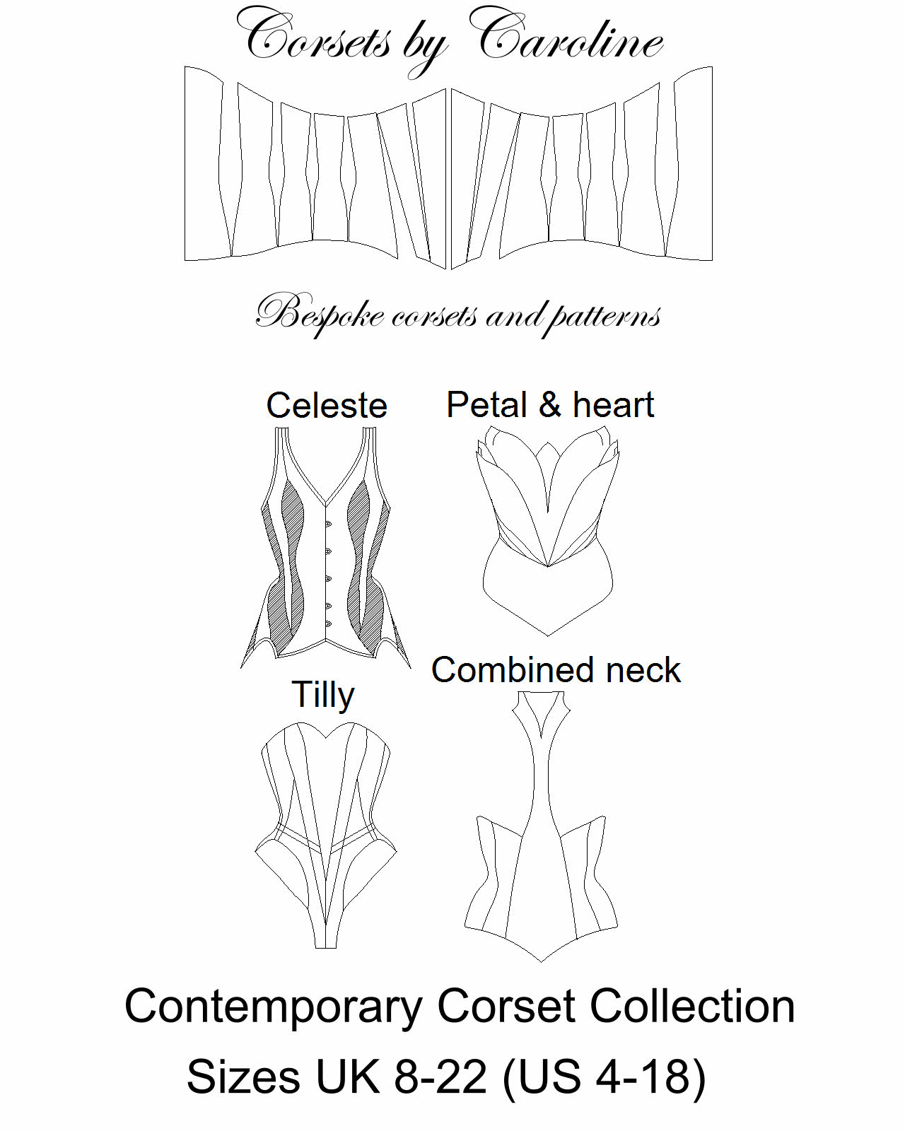 Corset Pattern the Petal & the Heart Corset Sizes Uk 8 us 4 Uk 22 us 18 