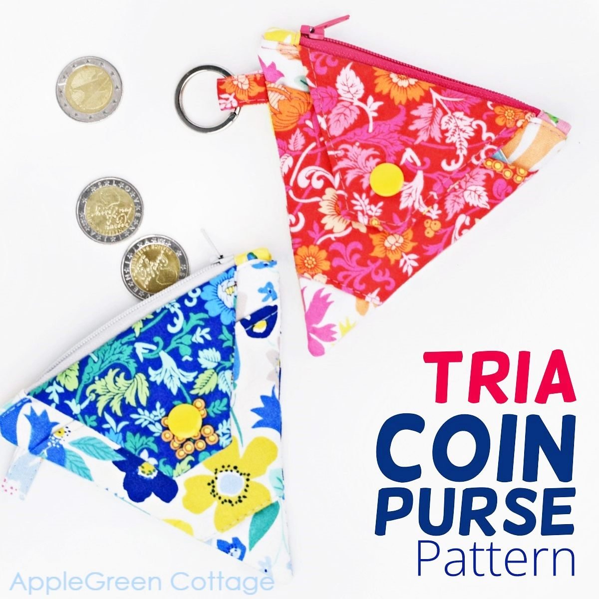 Key Fob Triangle Zipper Pouch - Free PDF 