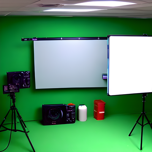 video production studio with green screen background