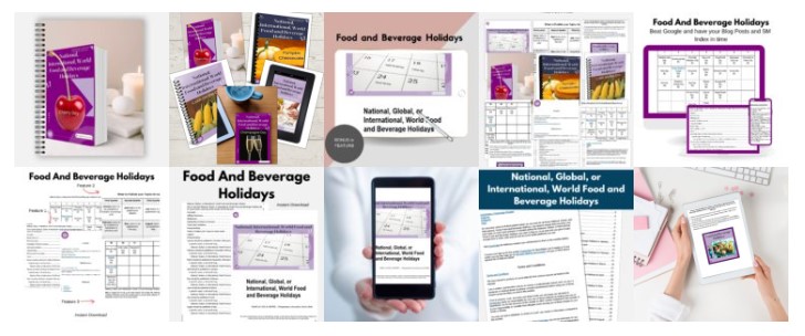 an image of various pages of Food And Beverage Holidays eBook