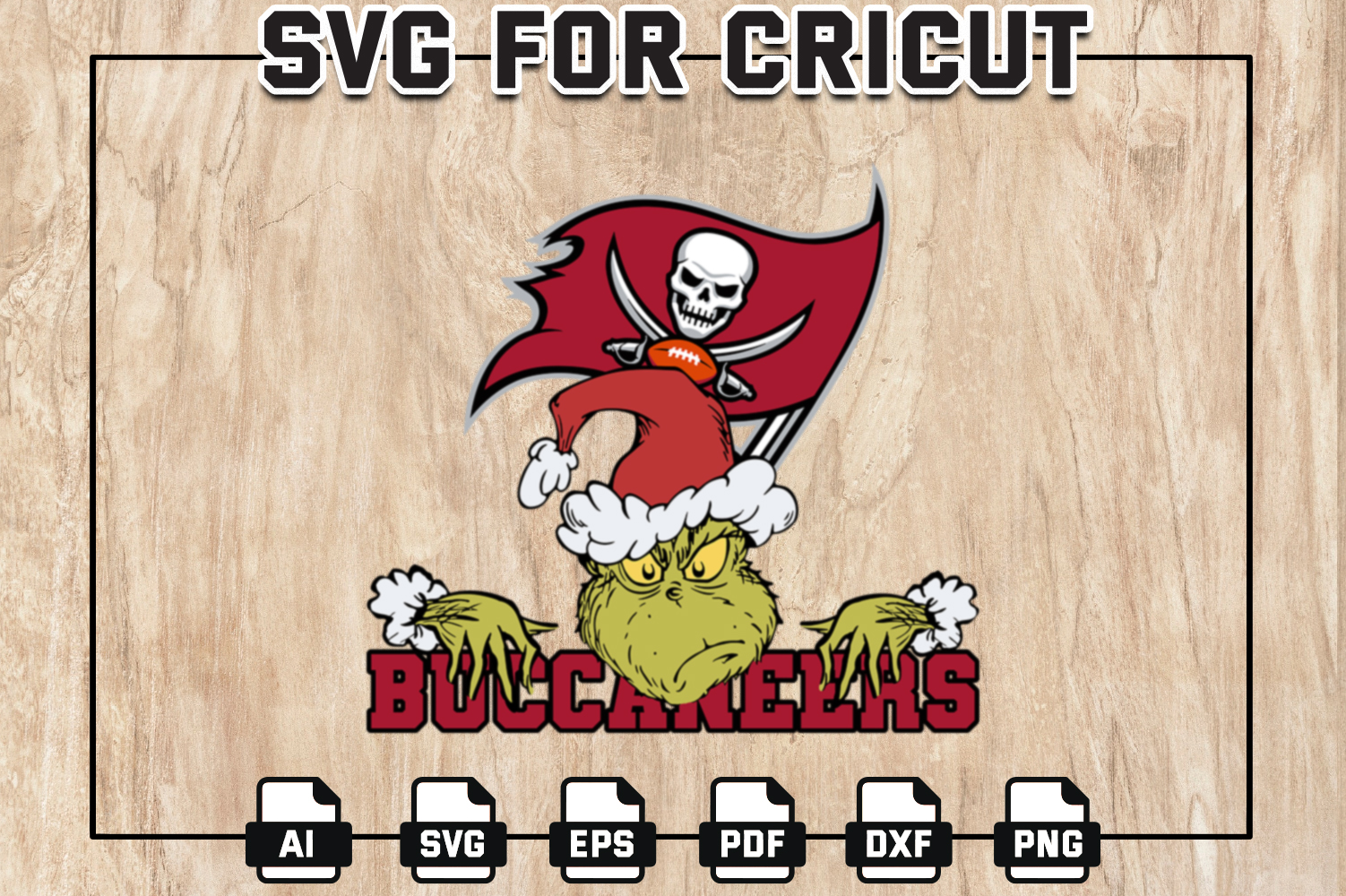 Tampa Bay Buccaneers American NFL Football Team Logo Cute Grinch