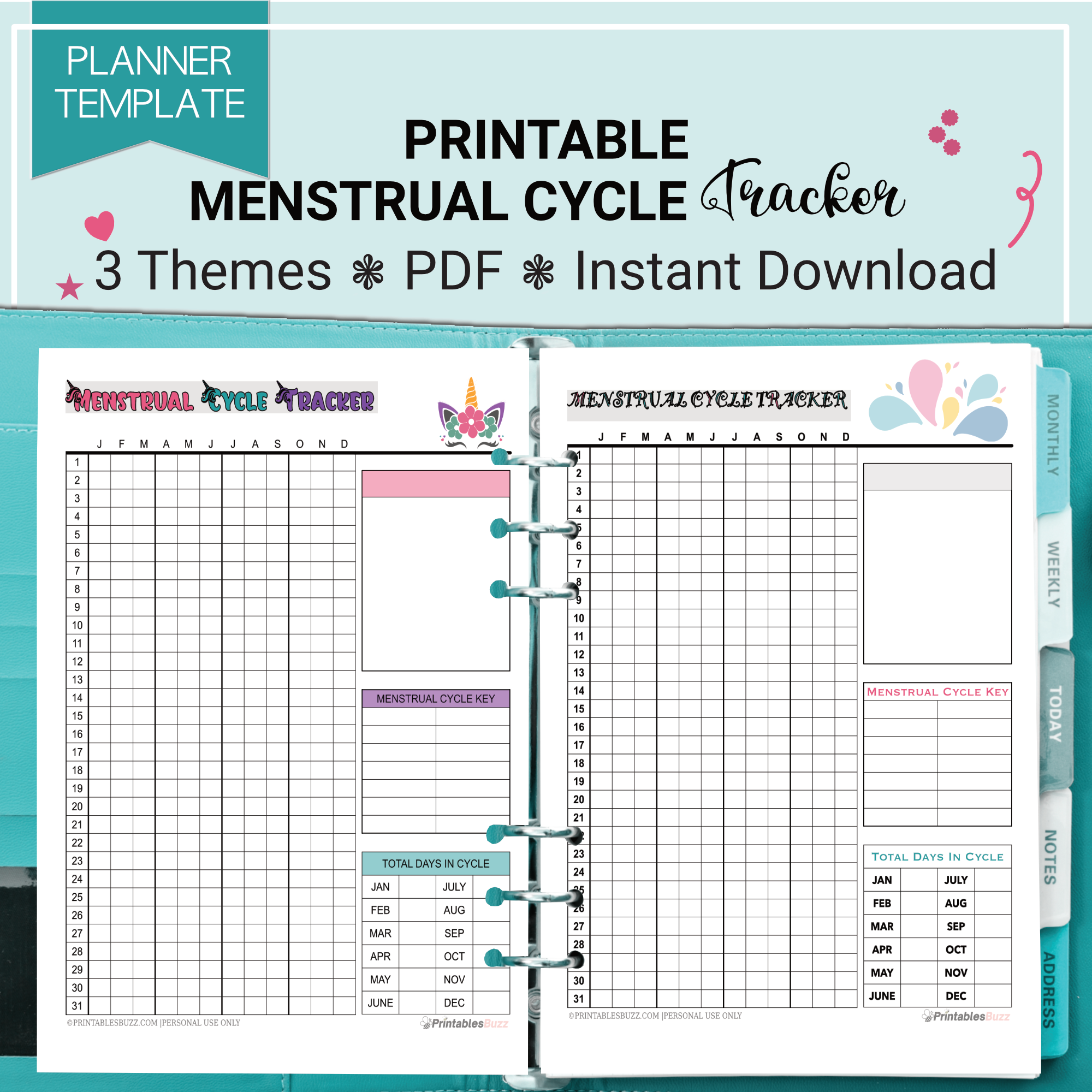 menstrual-cycle-tracker-notes-fun-theme for Free Printable Menstrual Cycle Chart Printable Menstrual Cycle Tracker (Notes) - Fun Theme for Free Printable Menstrual Cycle Chart Printable