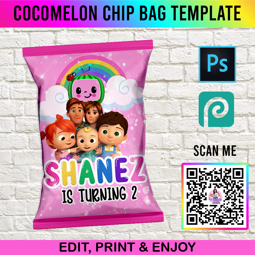 Chip Bag Template, Canva Editable Template, Digital Item