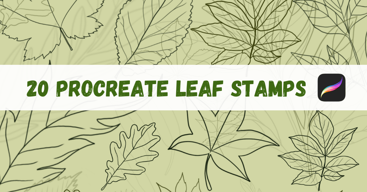 20 Hand-Drawn Procreate Leaf Brush Stamps