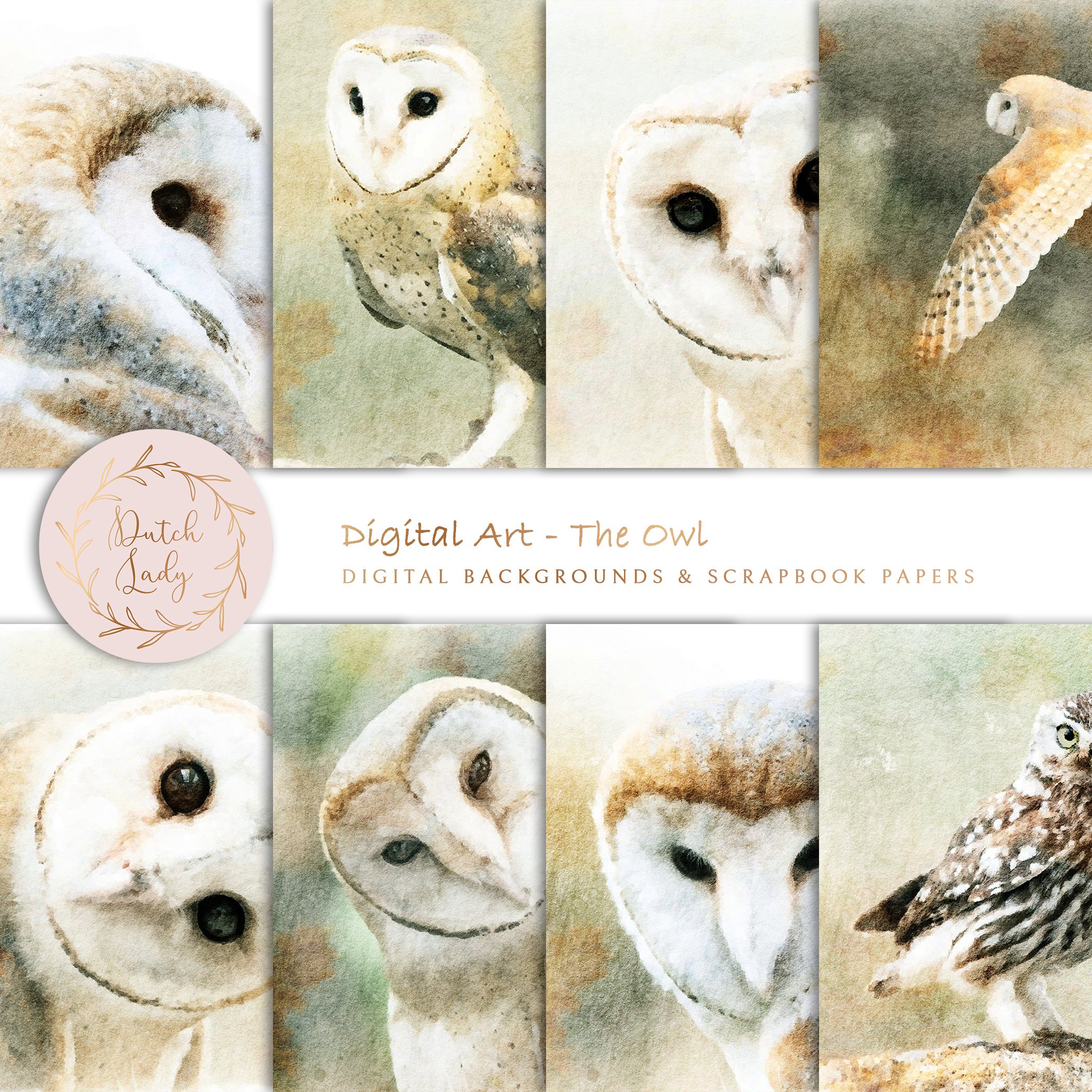 The Owl Backgrounds - Digital Scrapbook Paper Set