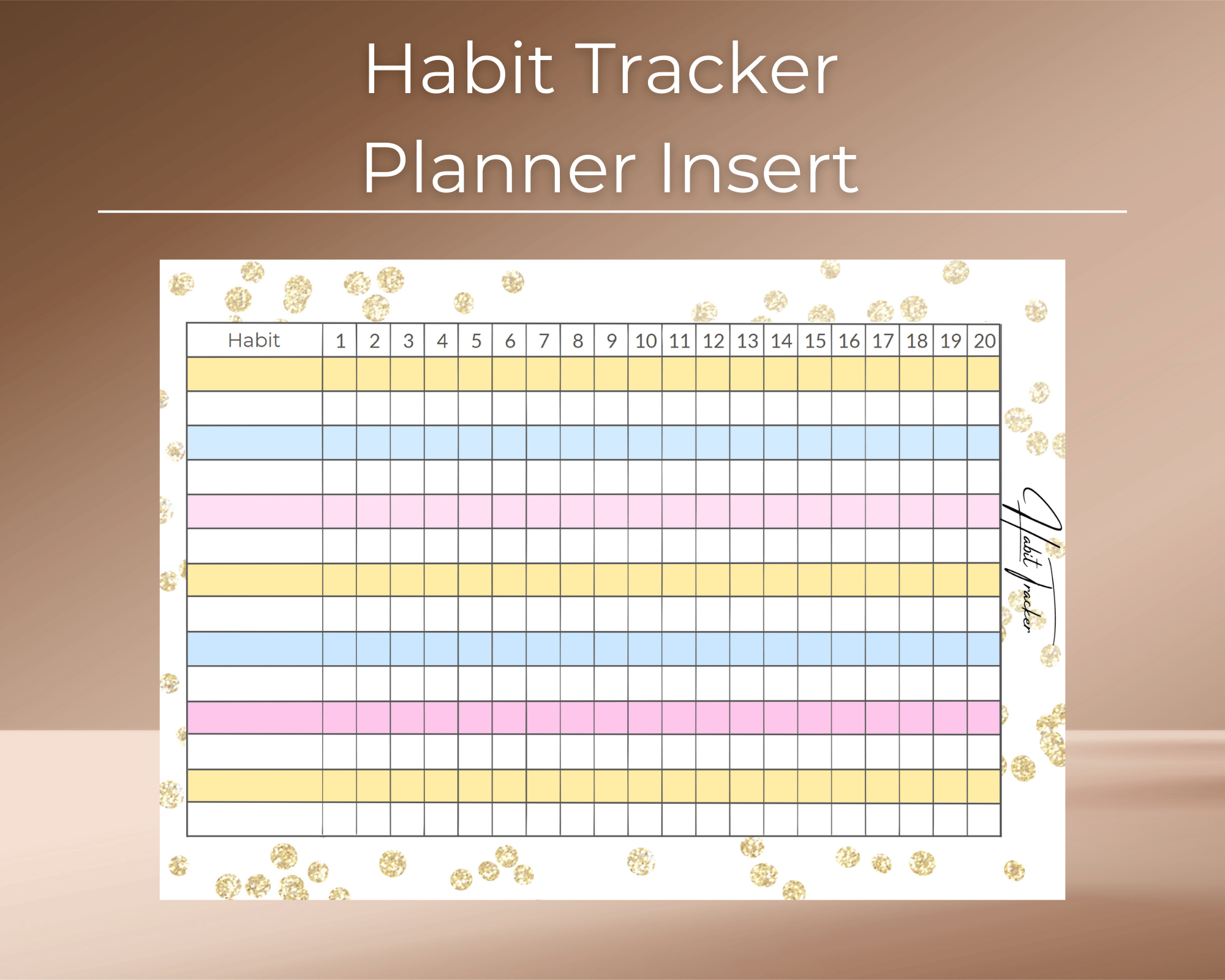 Habbit Racker Planner Habit Tracker Planner Insert (Landscape Layout) - Digital Download in ...