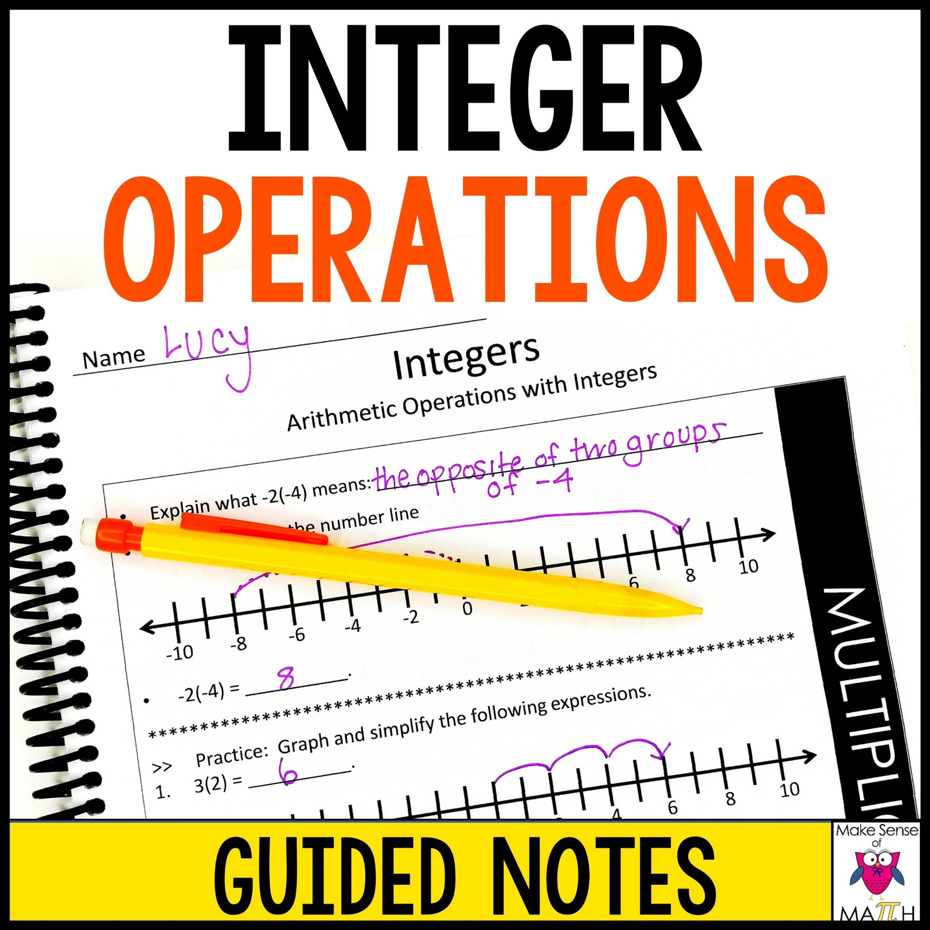 Integer Operations Guided Notes | Integers on a Number Line 7th Grade ...