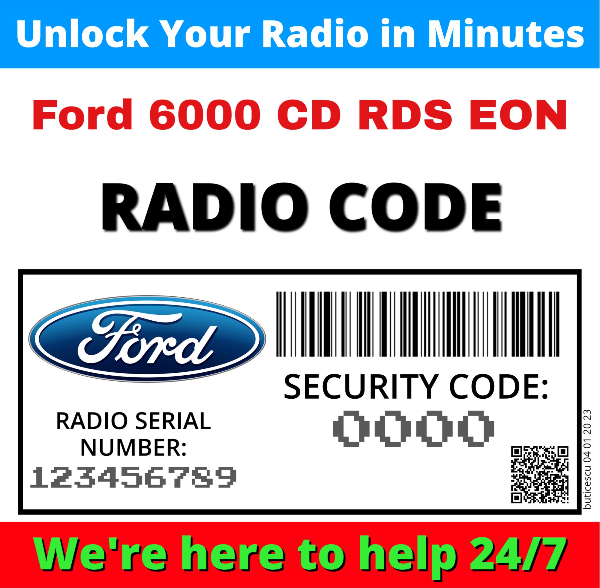 Radio Ford 6000 CD RDS EON Code Unlock Decode Fast Service Pin Codes ...