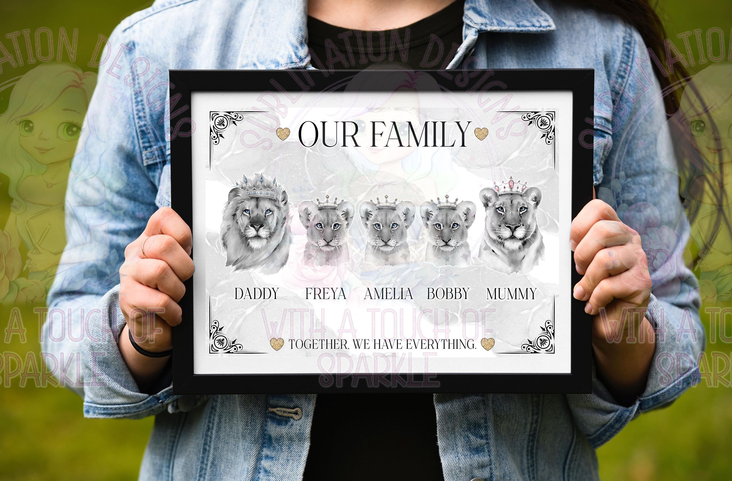 Grey 2 Parent Lion Family Prints - Payhip