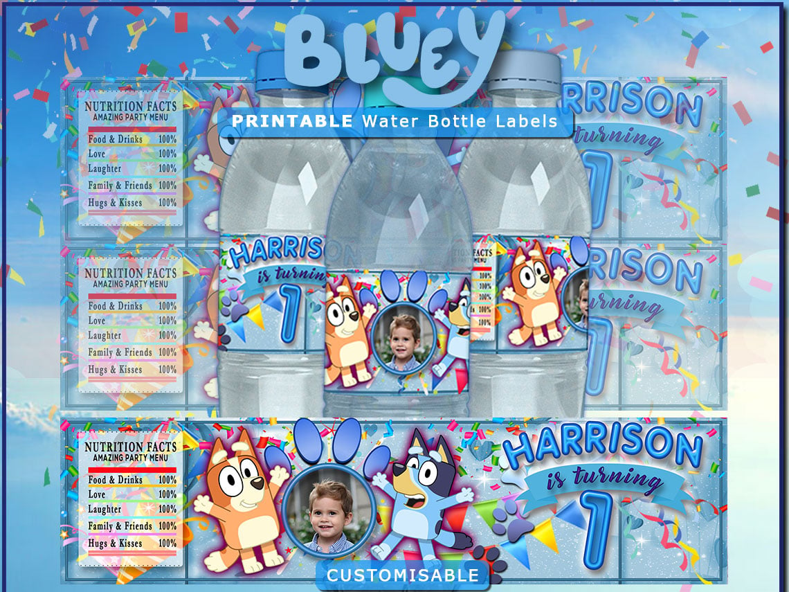 Water Labels Bluey