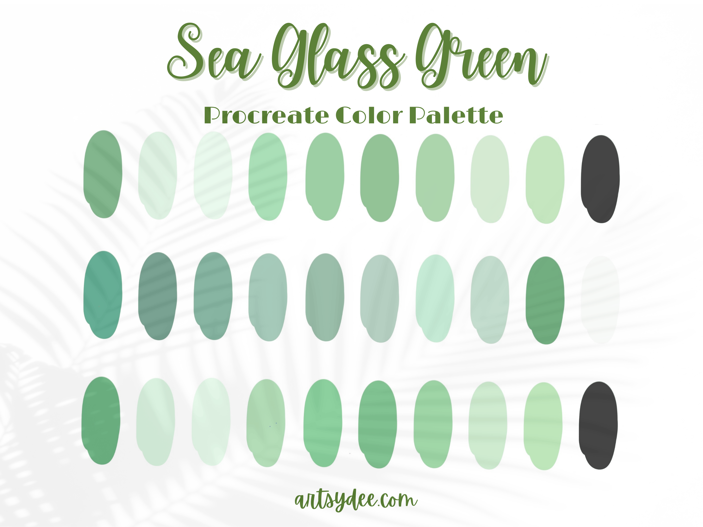 Sea Glass Green Color Palette for Procreate
