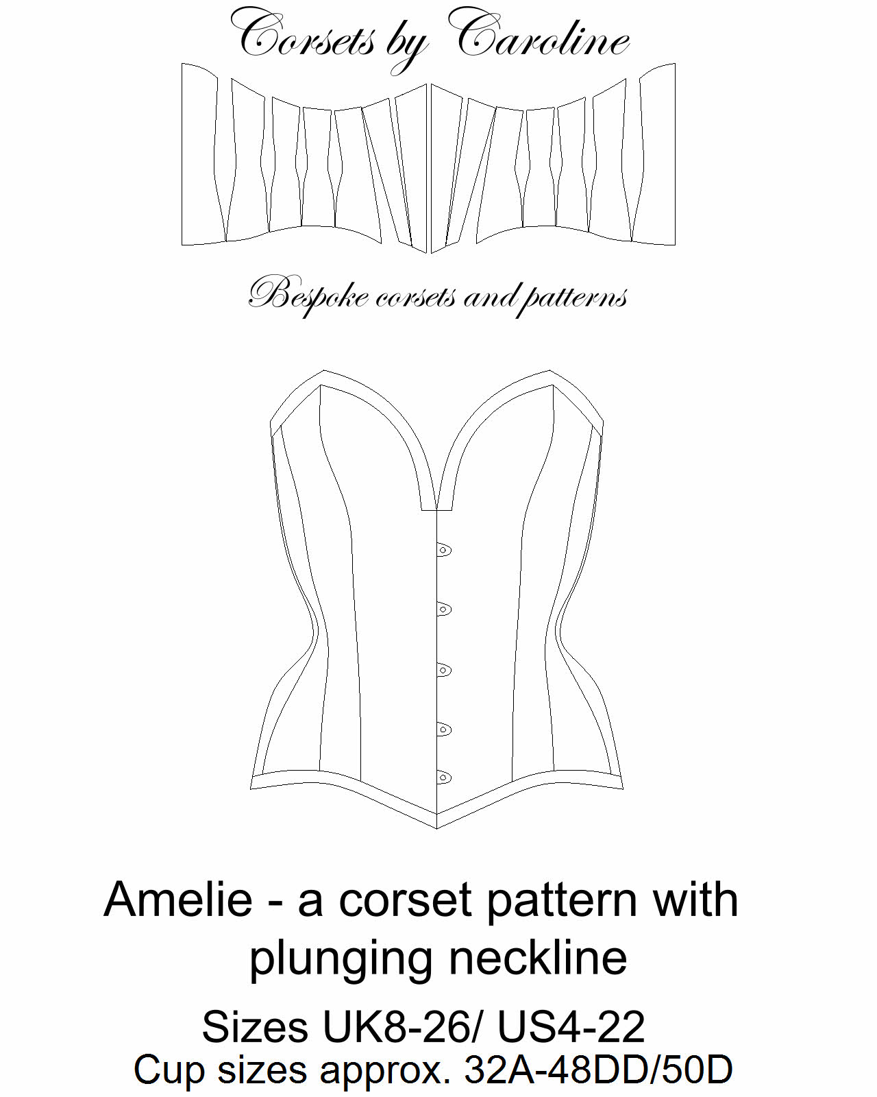 Corset Pattern Lucille a Modern 16 Panel Over-bust 'plunge' Corset
