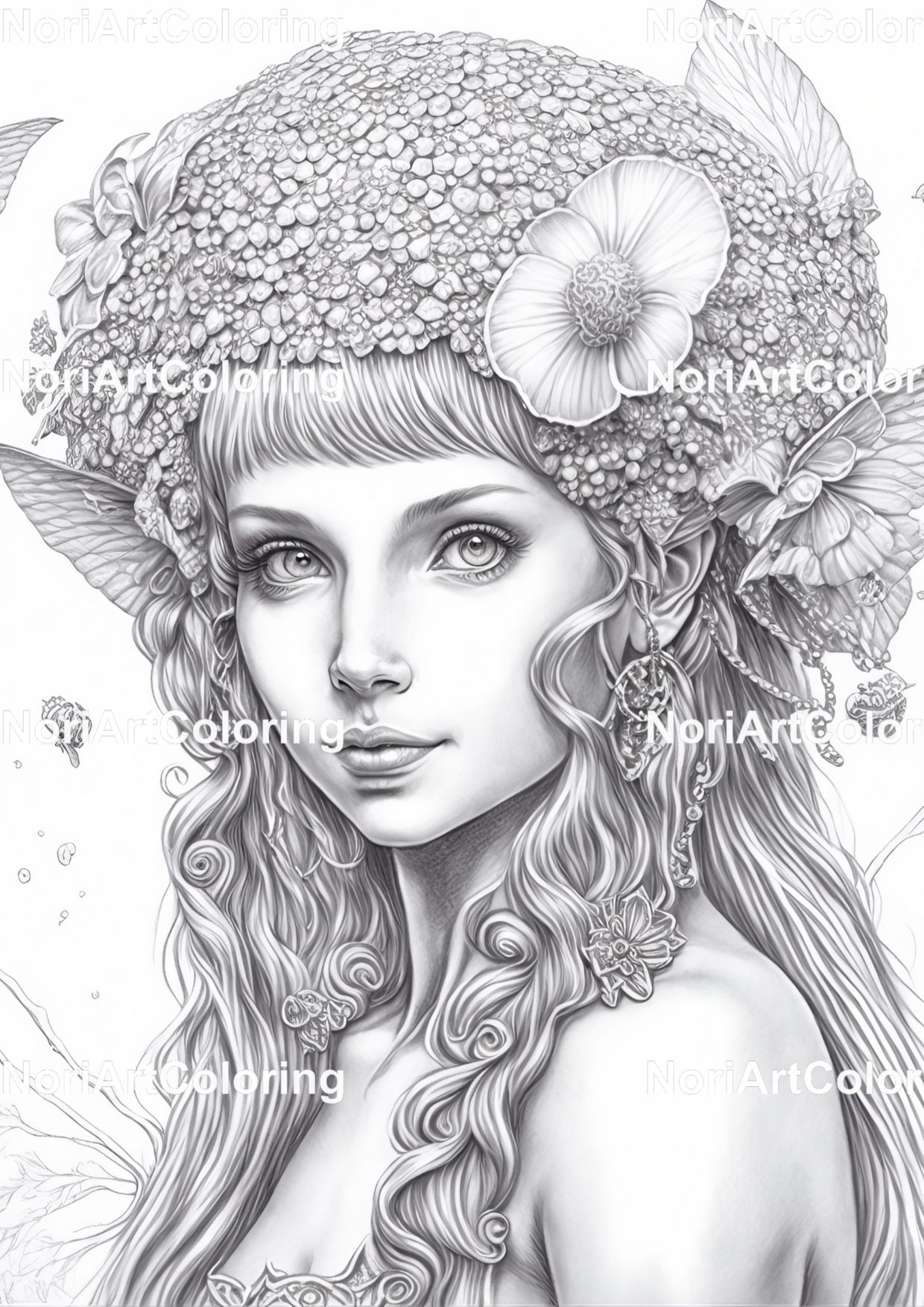 Sets of Coloring Pages, Beauties, Download Grayscale Portraits