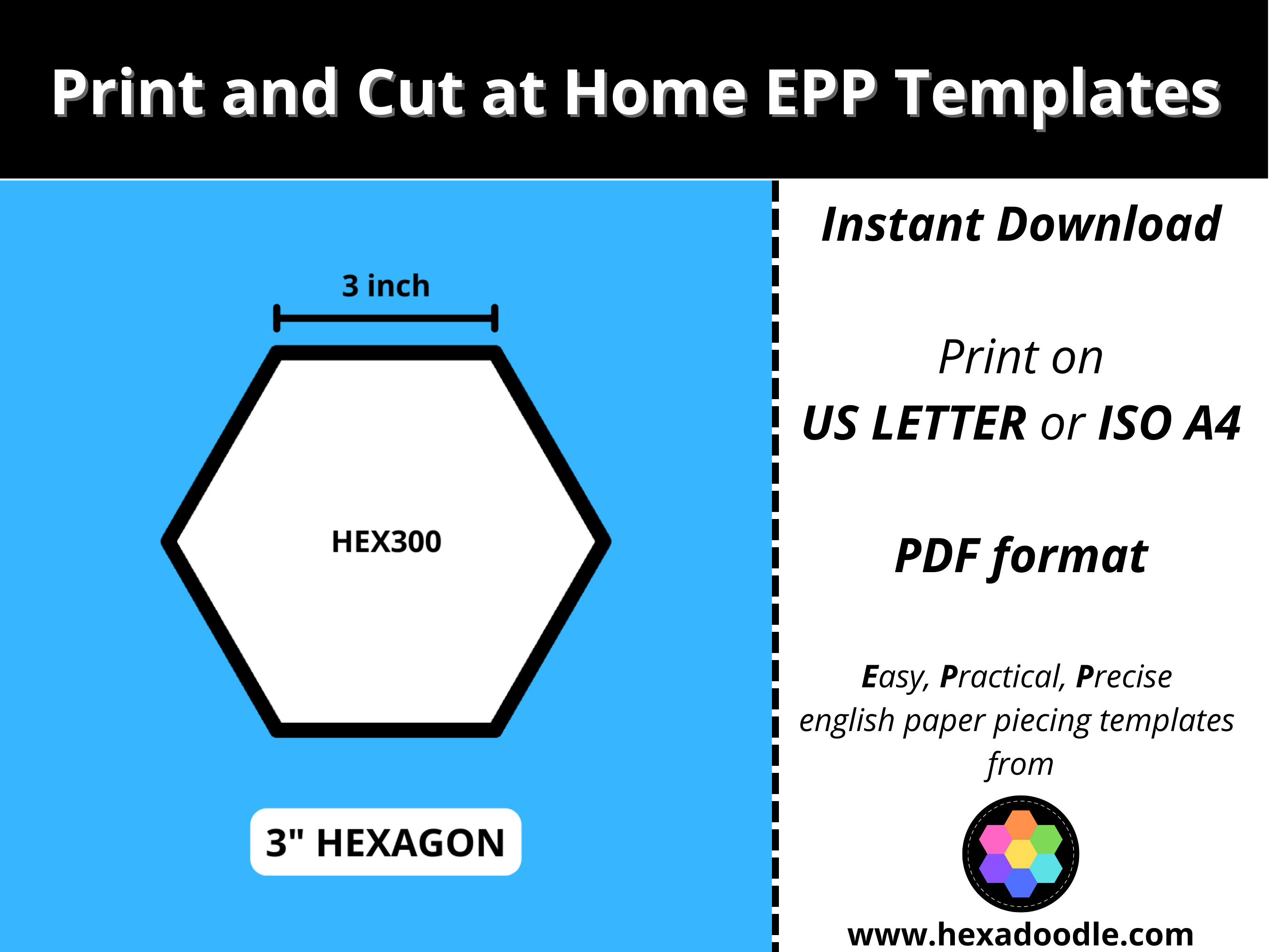 EXCEART 300Pcs Hexagon Paper Quilting Templates - 36mm Precut Paper Pieces For English Paper Piecing, Sewing & Patchwork Crafts (3 Packs)-889600