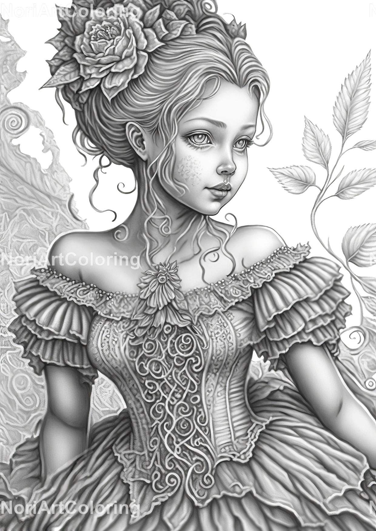 PDF DIGITAL Coloring Book Natural Enchantment Adult Colouring Book 20  Fantasy Fairies Spring Elves Pretty Woman Coloring Pages by Sakuems 