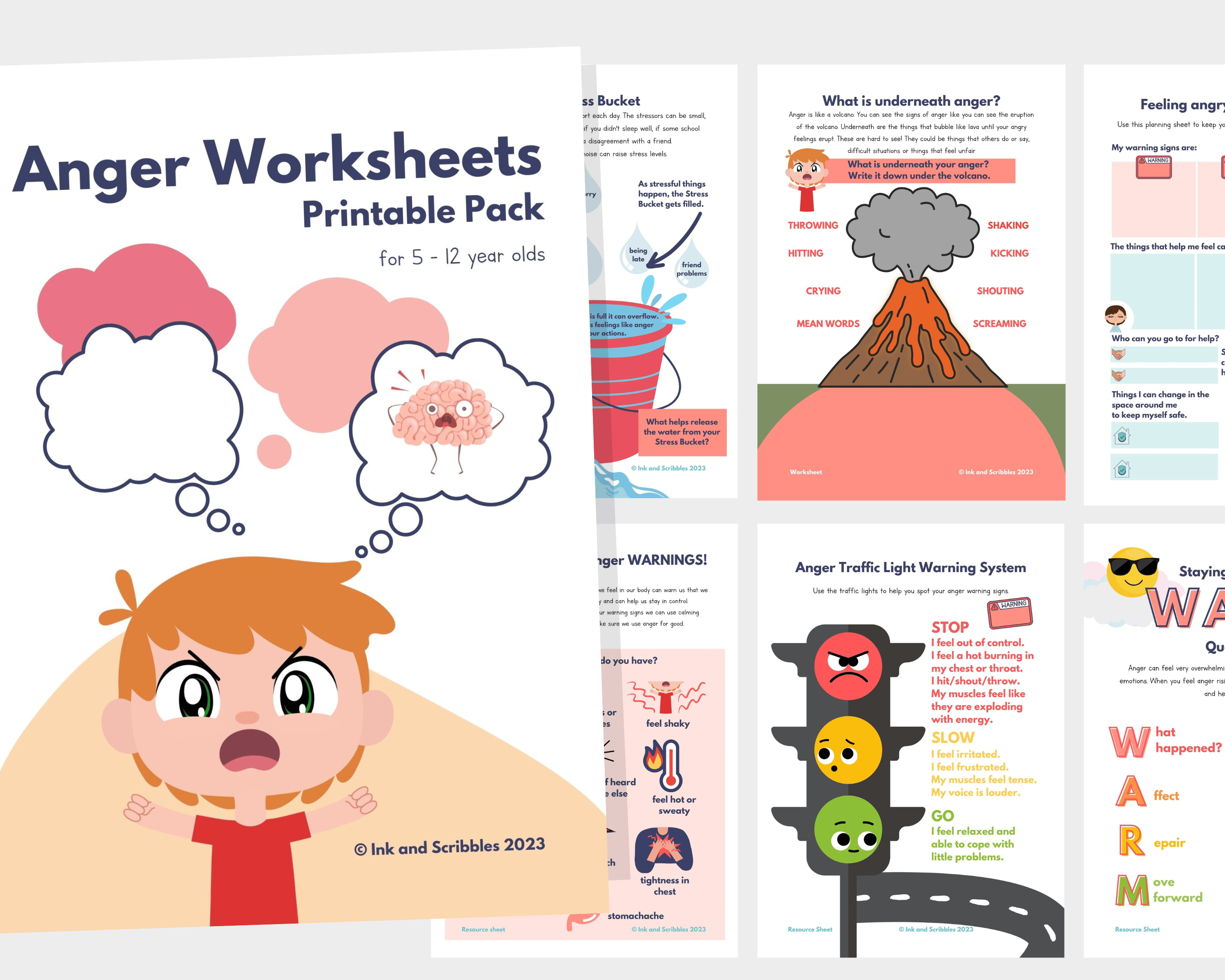 Anger Worksheets PRINTABLE for 5 - 12 year olds
