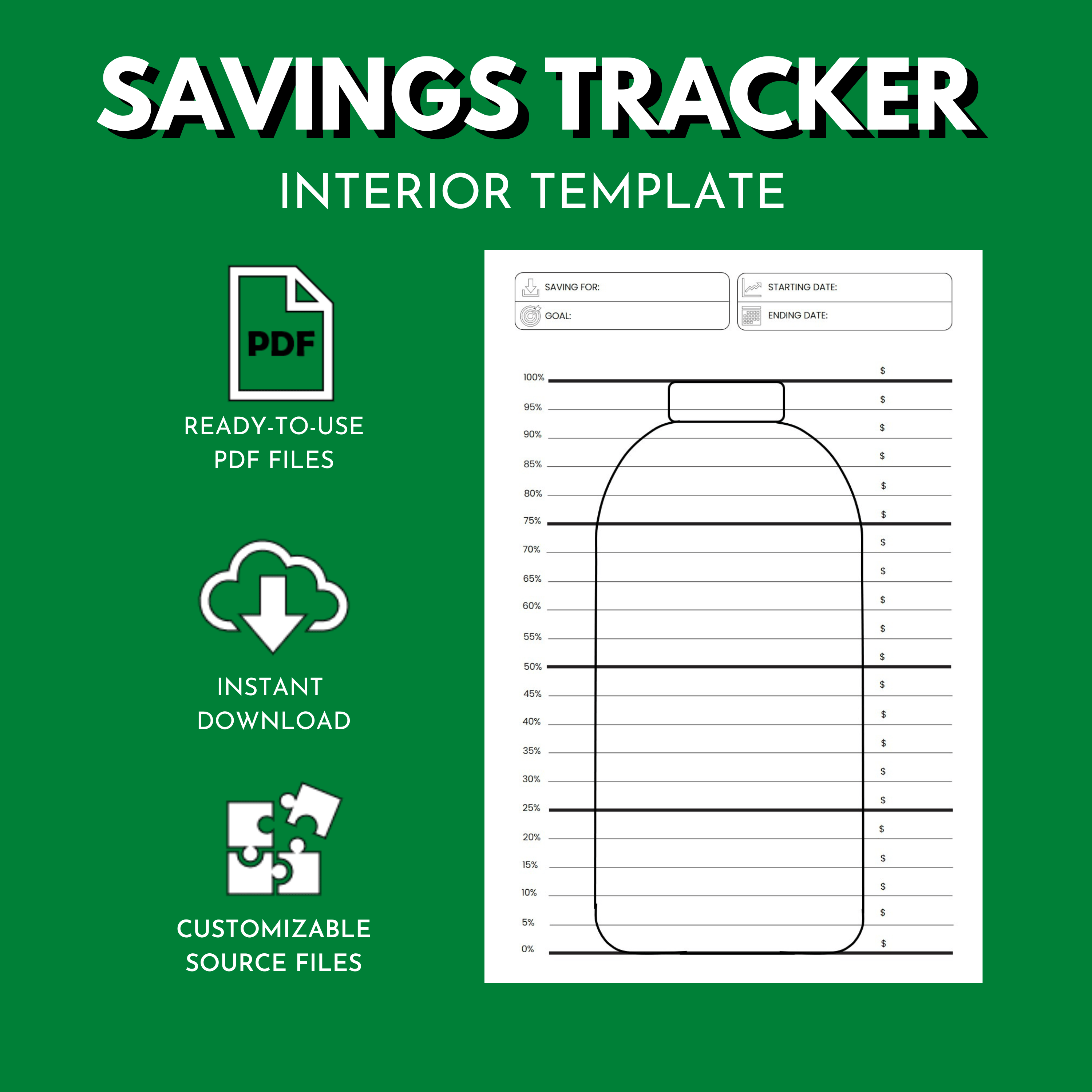 Savings Tracker Amazon KDP Interior Template for Low-Content Book - Payhip