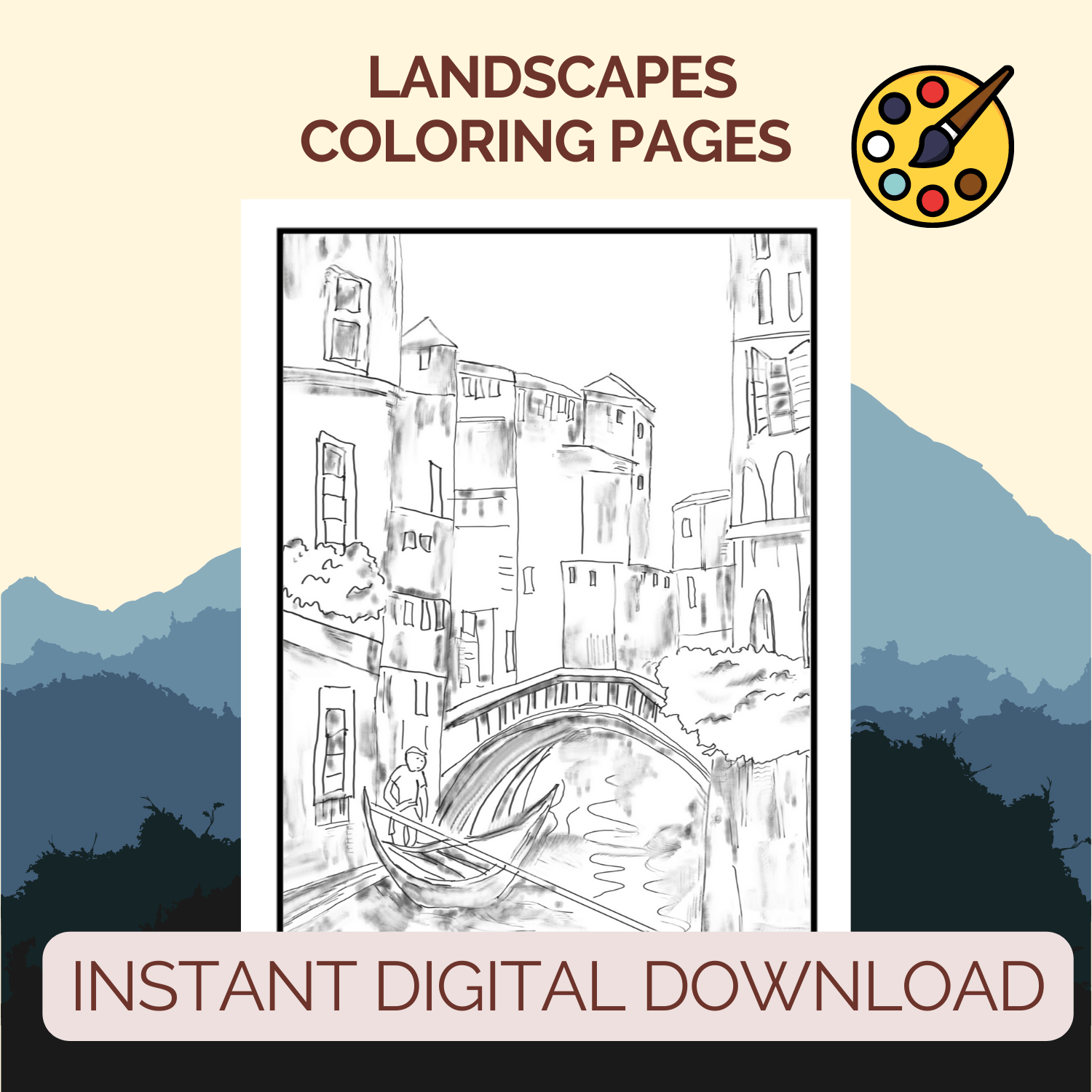 3 Unique Landscapes Coloring Pages For Adults Printable - Volume 1 - Payhip