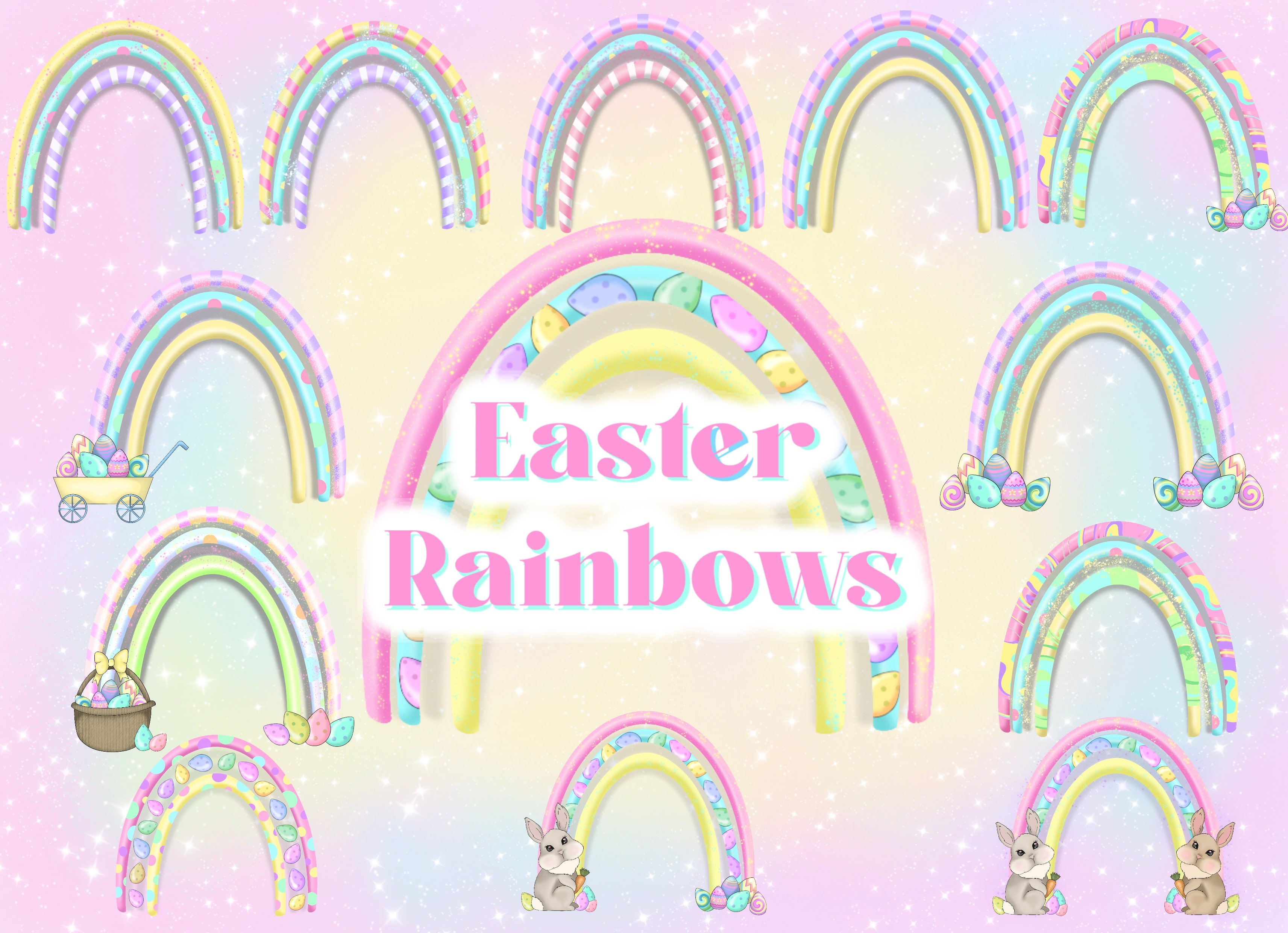 Easter Rainbow Background Elements - Payhip