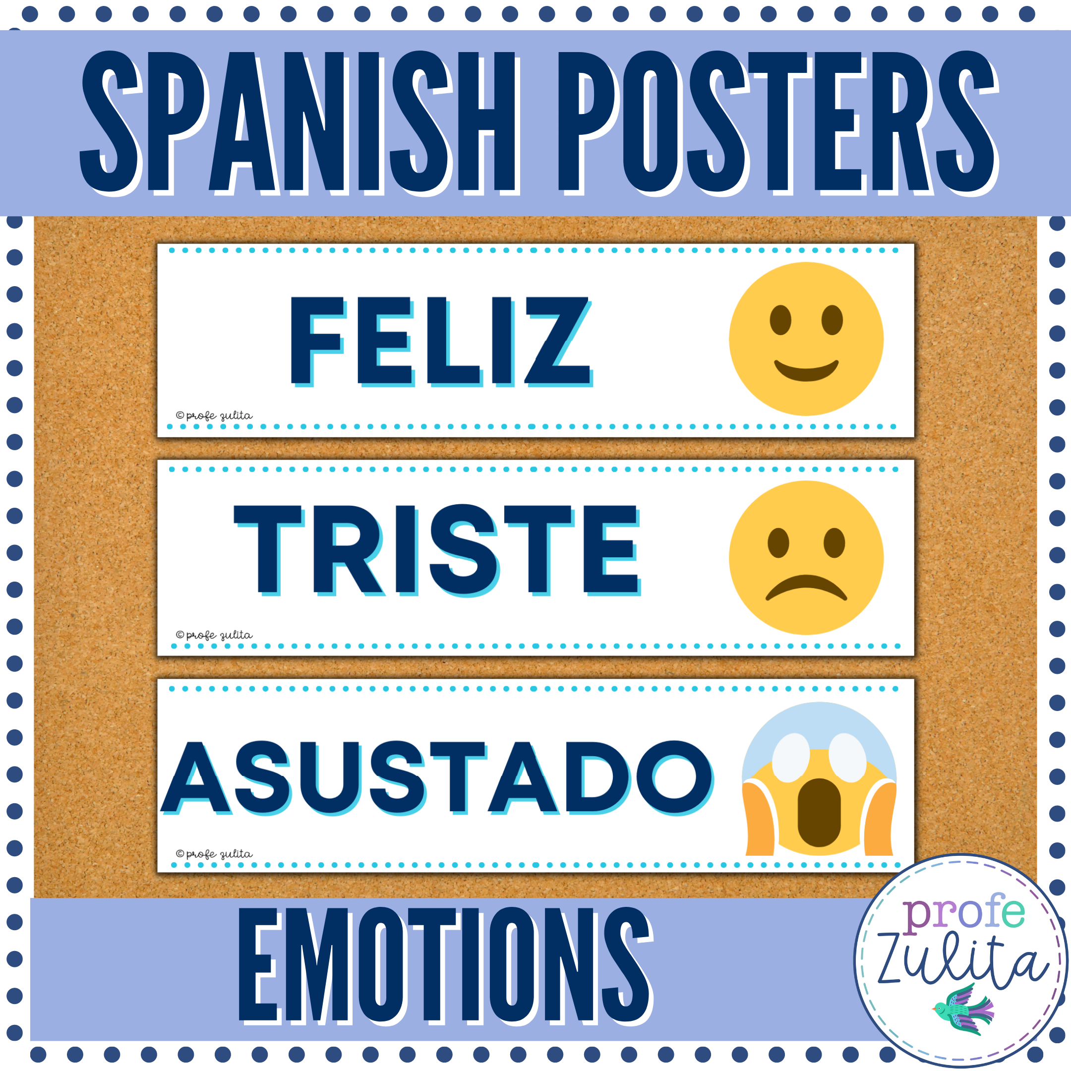 30 Spanish Emotion Word Wall Posters