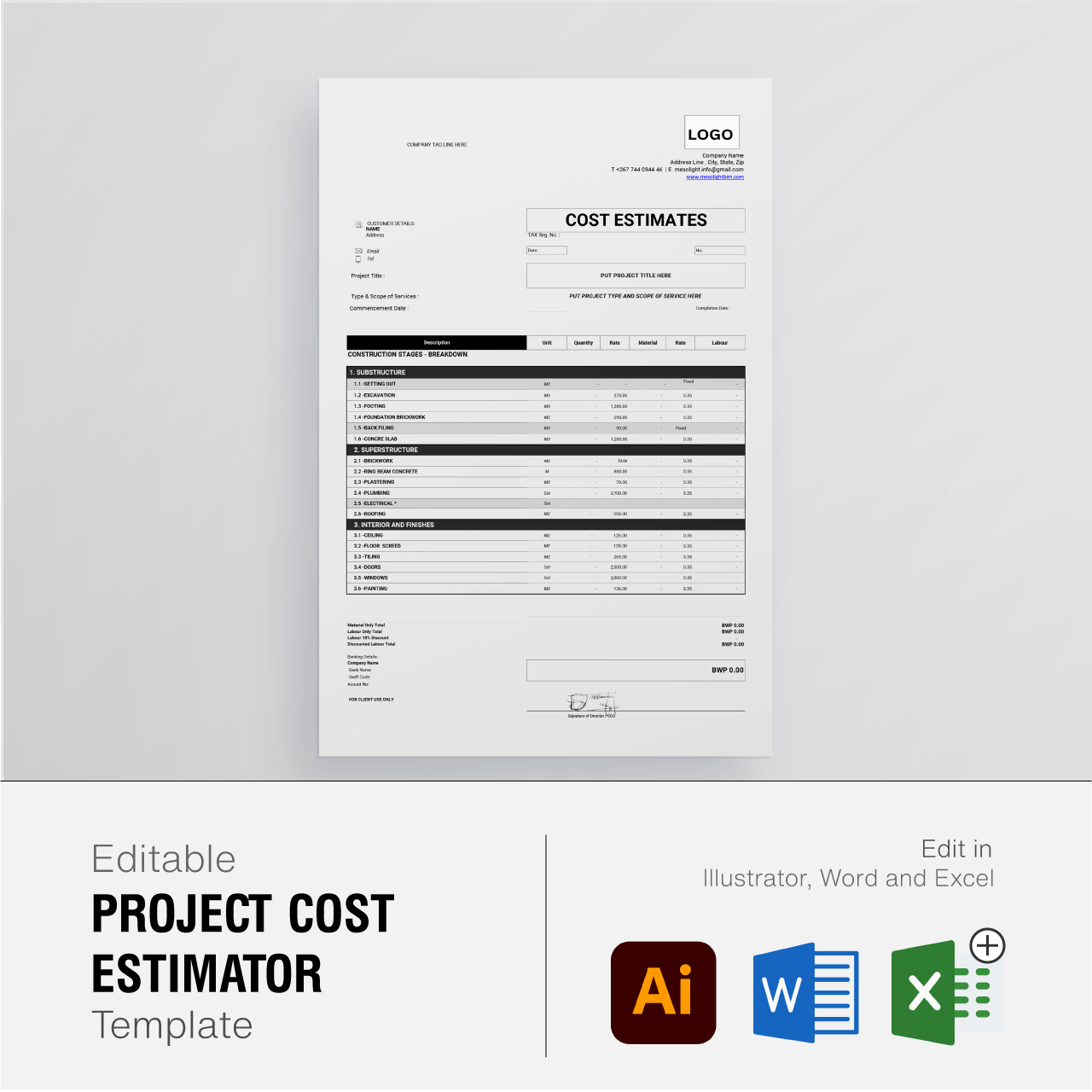Project Cost Estimator Template - Payhip