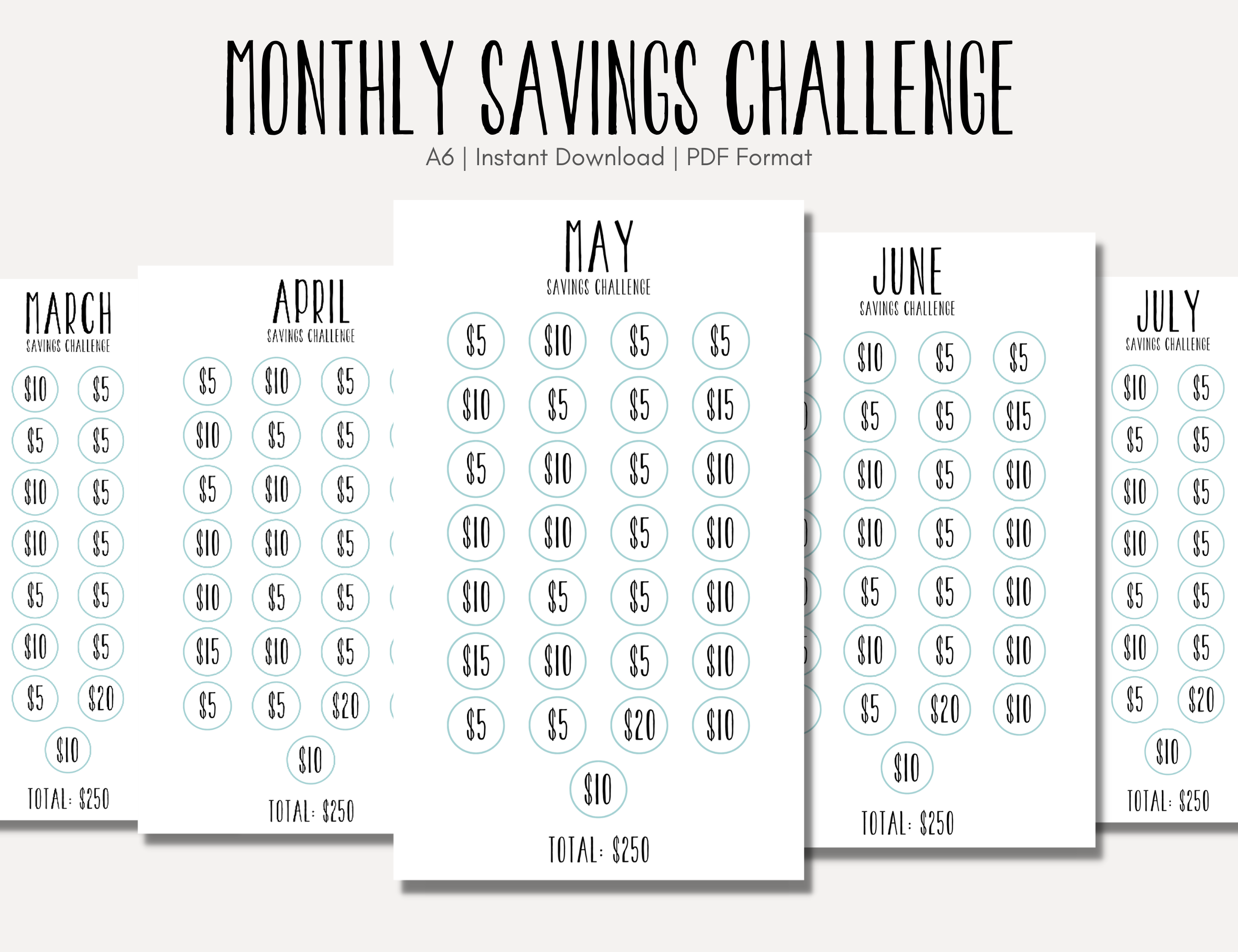 12 Month Monthly Budget Savings Challenge (January - December