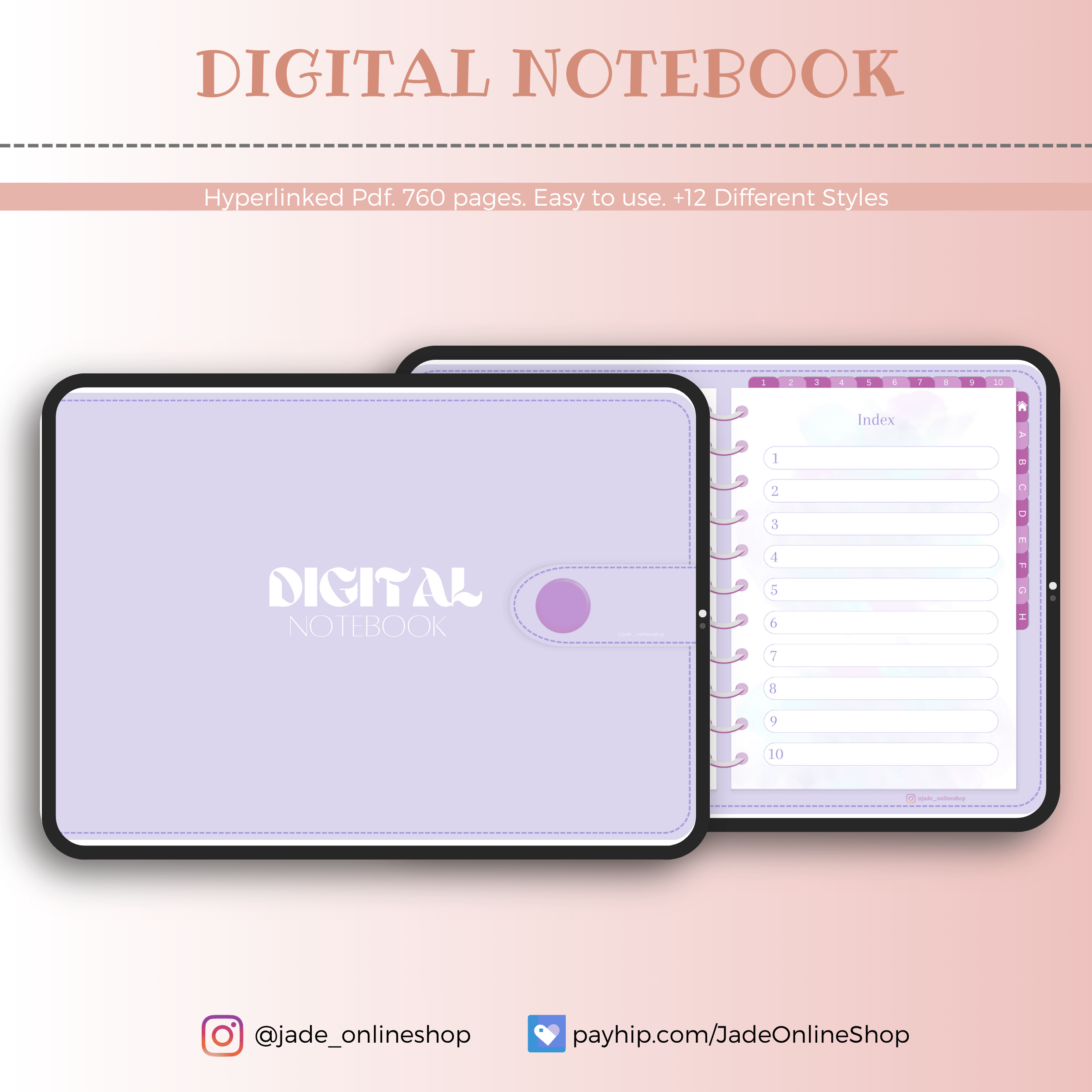 Purple Digital Notebook. Hiperlinked Pdf, 760 pages. 12 Styles - Payhip