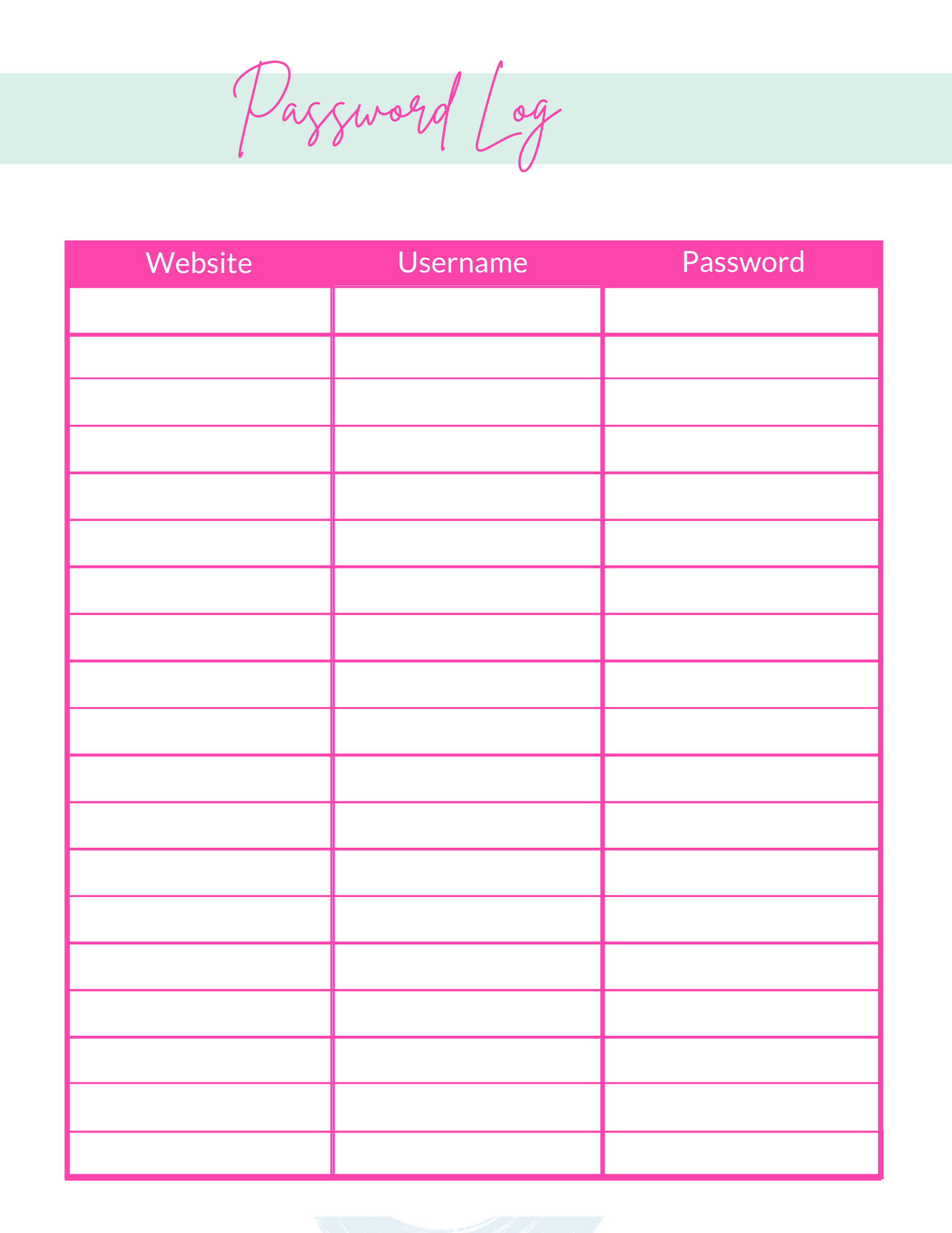 Boss Babe Pink Password Log Template - Payhip