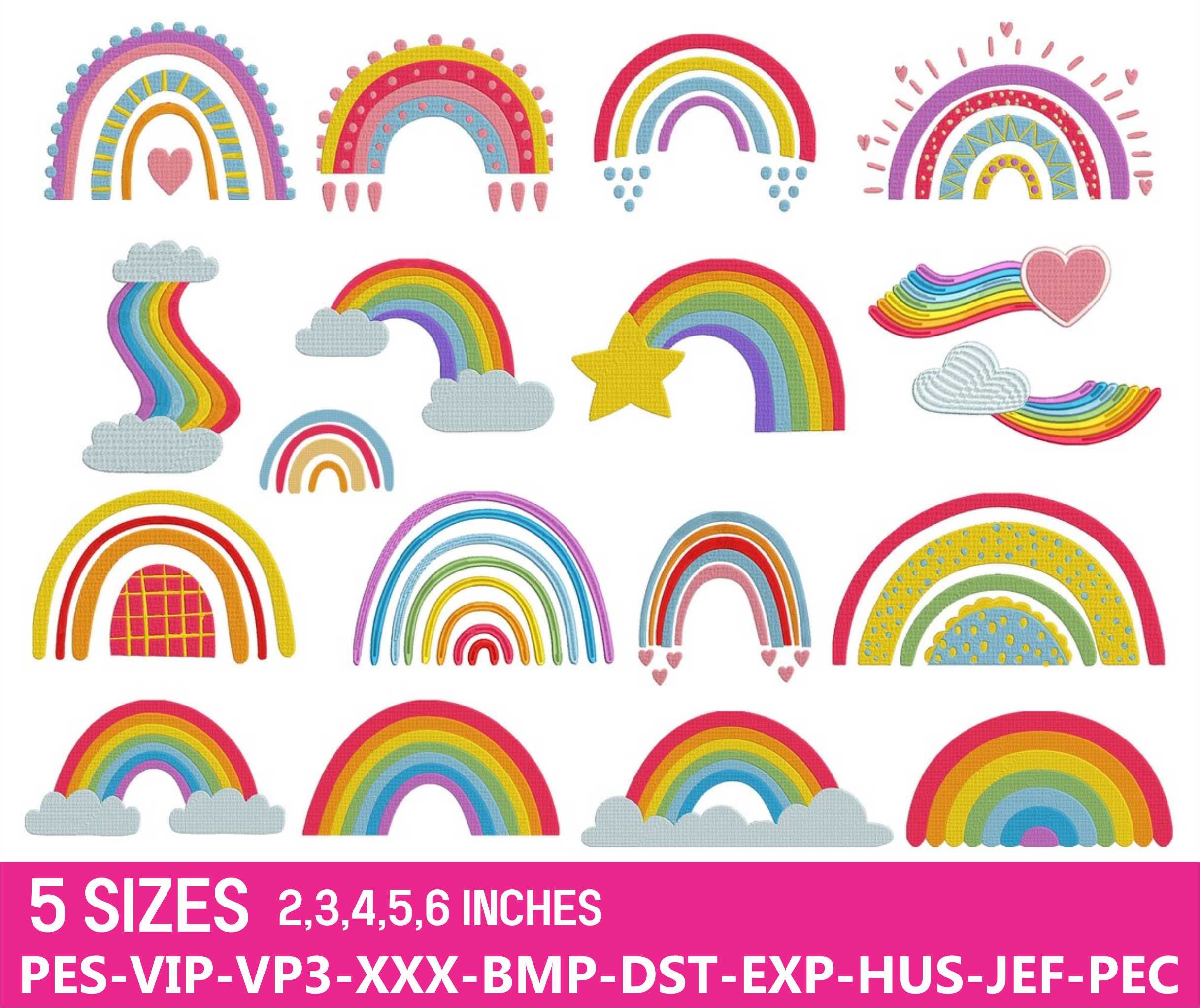 Machine embroidery design bundle, rainbow , INSTANT DOWNLOAD - Payhip